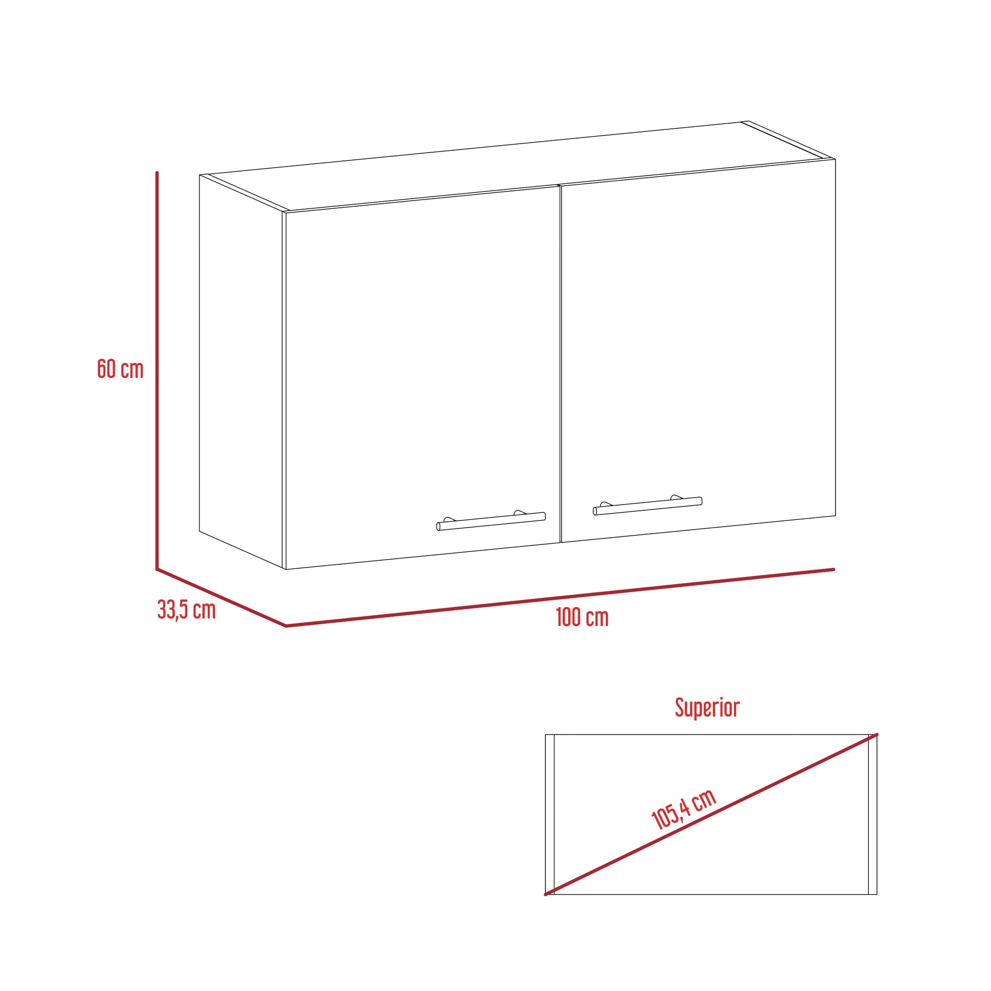 Mueble Aereo Dos Puertas Manchester Blanco