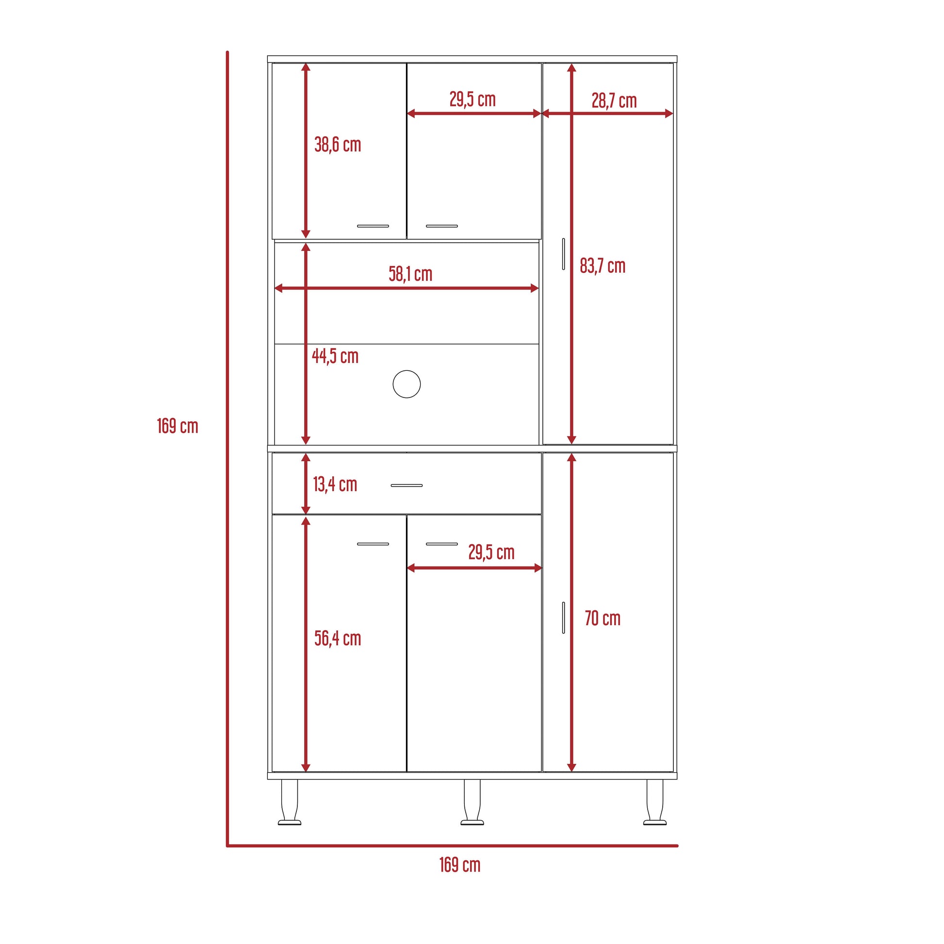Mueble Alacena Della 90 Rta Blanco + Wengue