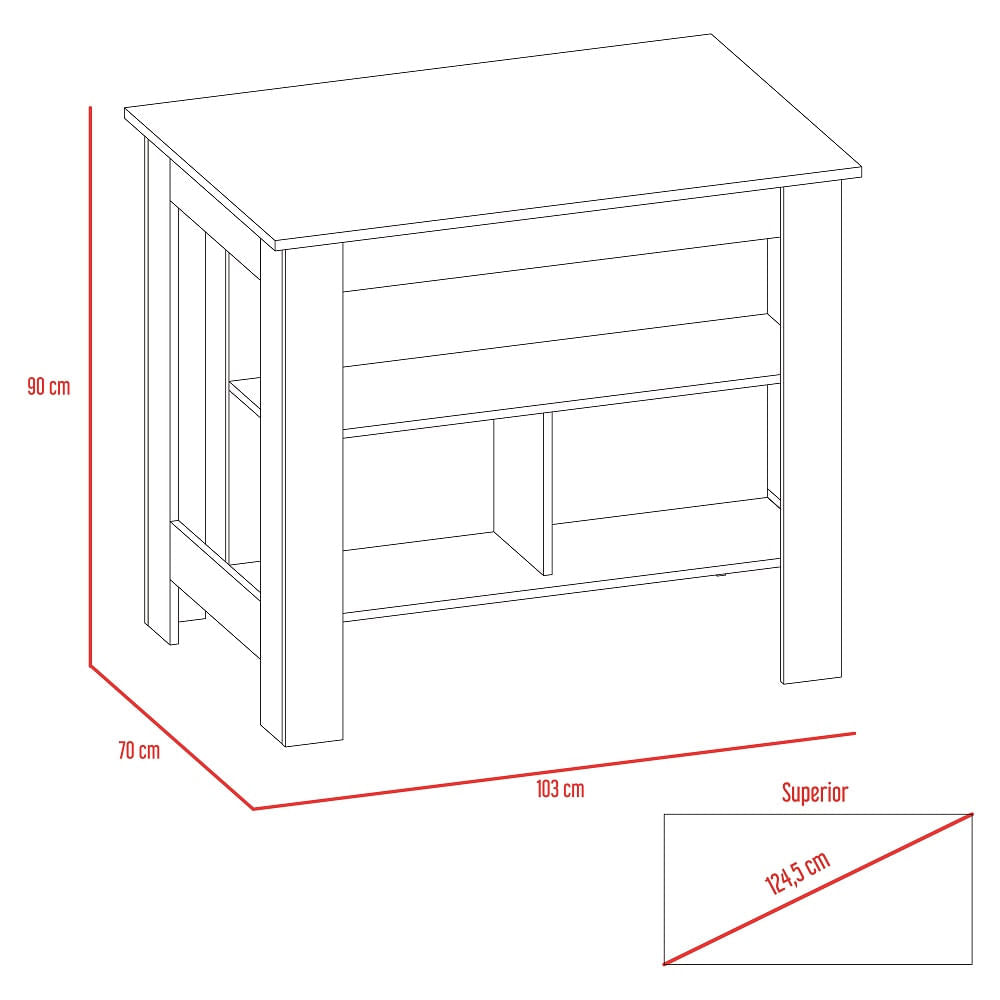 Cala Kitchen Island White/Light Oak Zf