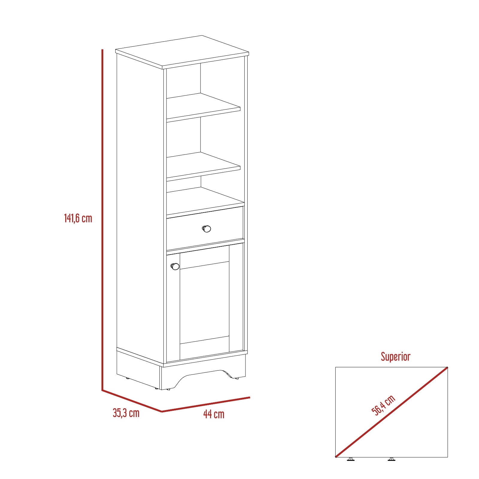Mueble Optimizador 2 Bath Bi Color Rta Duna Blanco