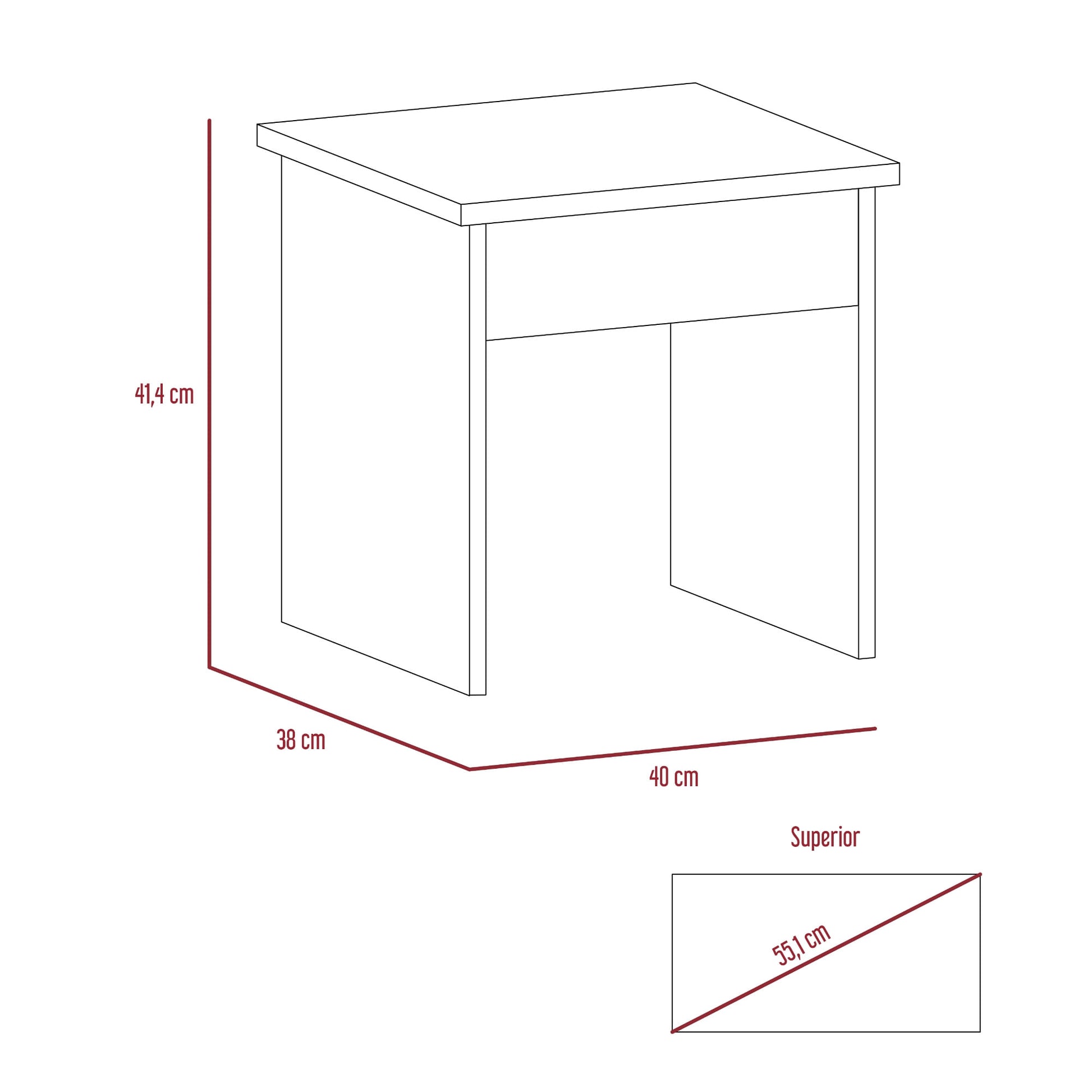 Mueble Tocador Kaia + Banca Rta Miel Blanco