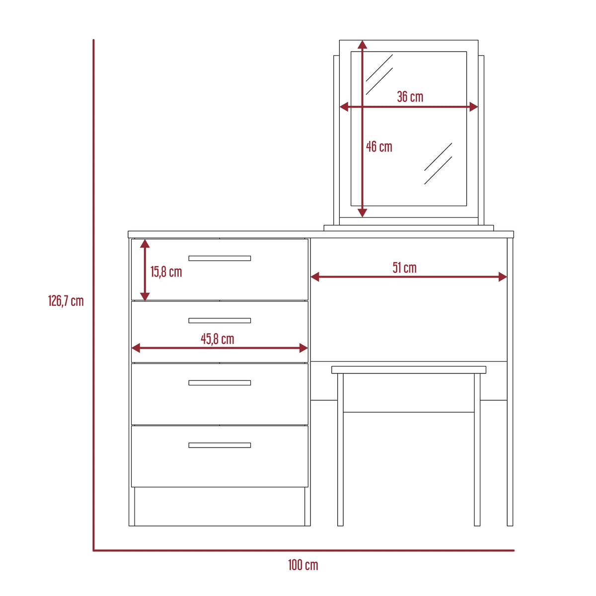 Mueble Tocador Kaia + Banca Rta Miel Blanco N/A
