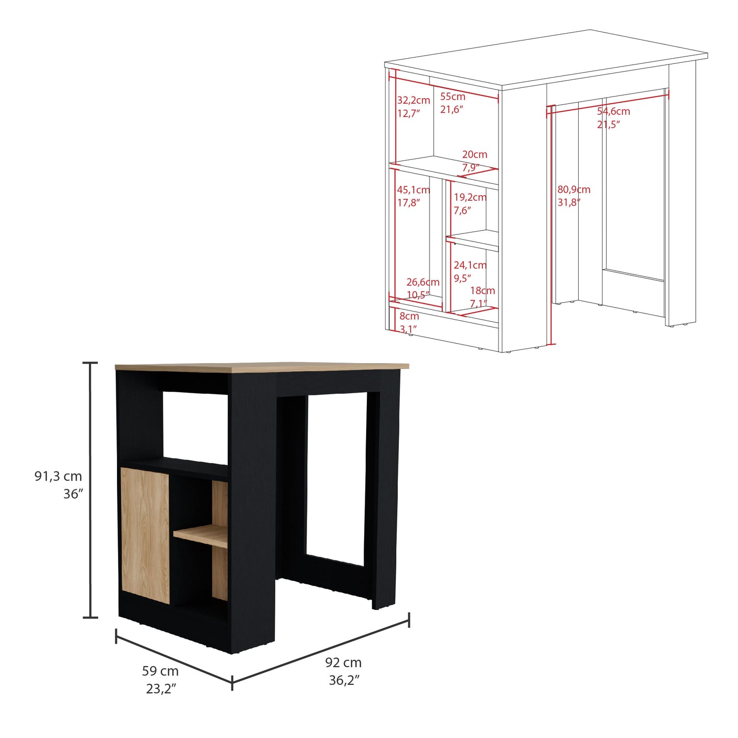Isla De Cocina Stirling 91X92X59 Rta Wengue Fresno Zf
