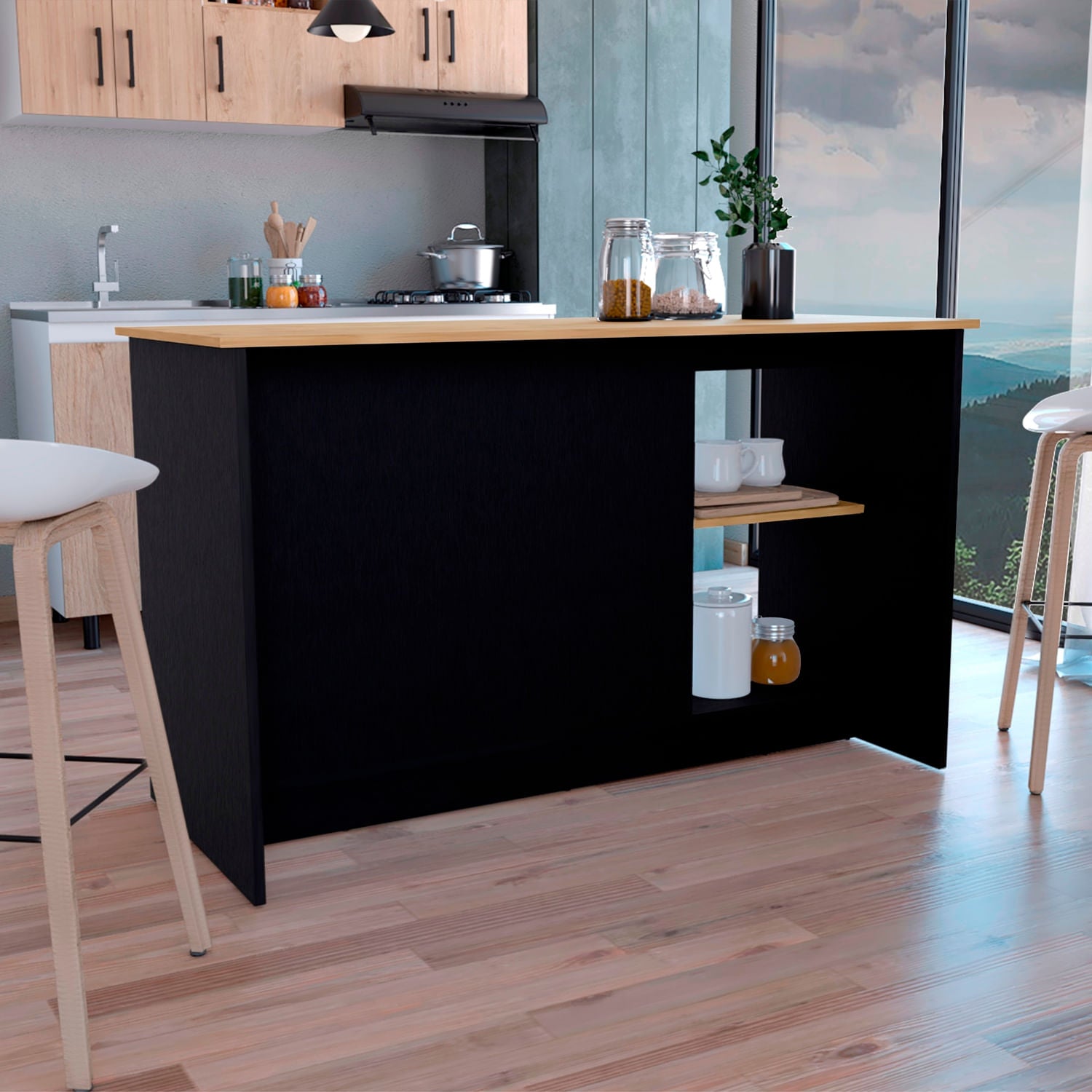 Isla De Cocina Juniper 90 X 150 Rta Wengue Macadamia