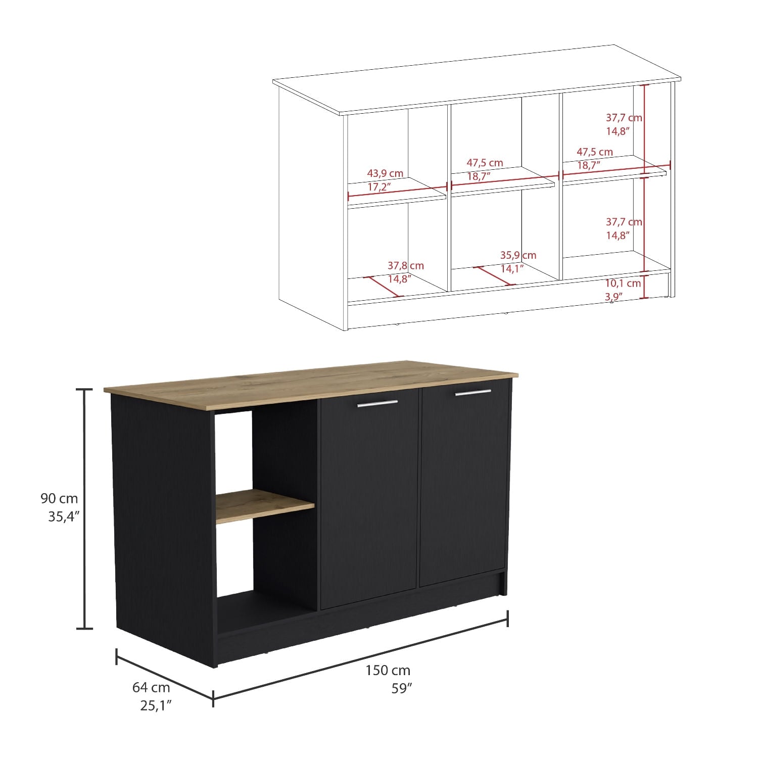 Isla De Cocina Juniper 90 X 150 Rta Wengue Macadamia