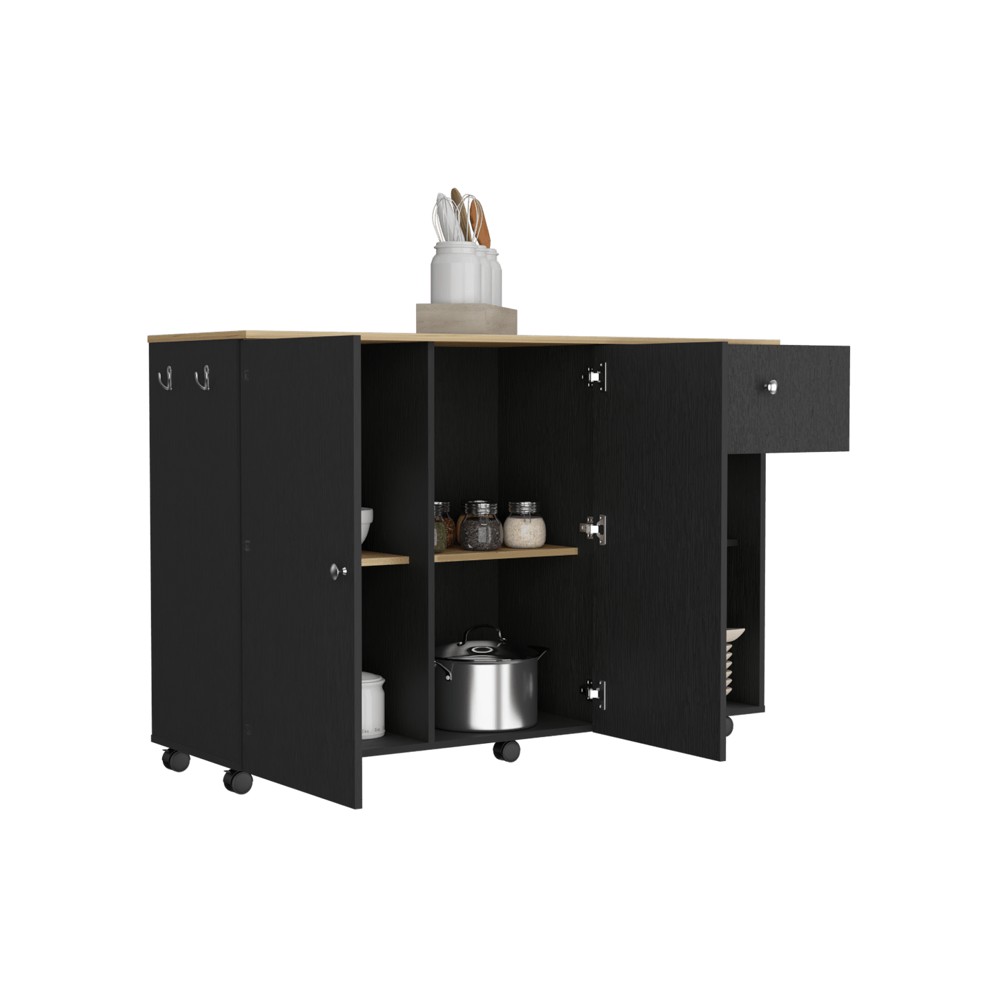 Isla De Cocina Movil 92 X 126 Rta Wengue Macadamia