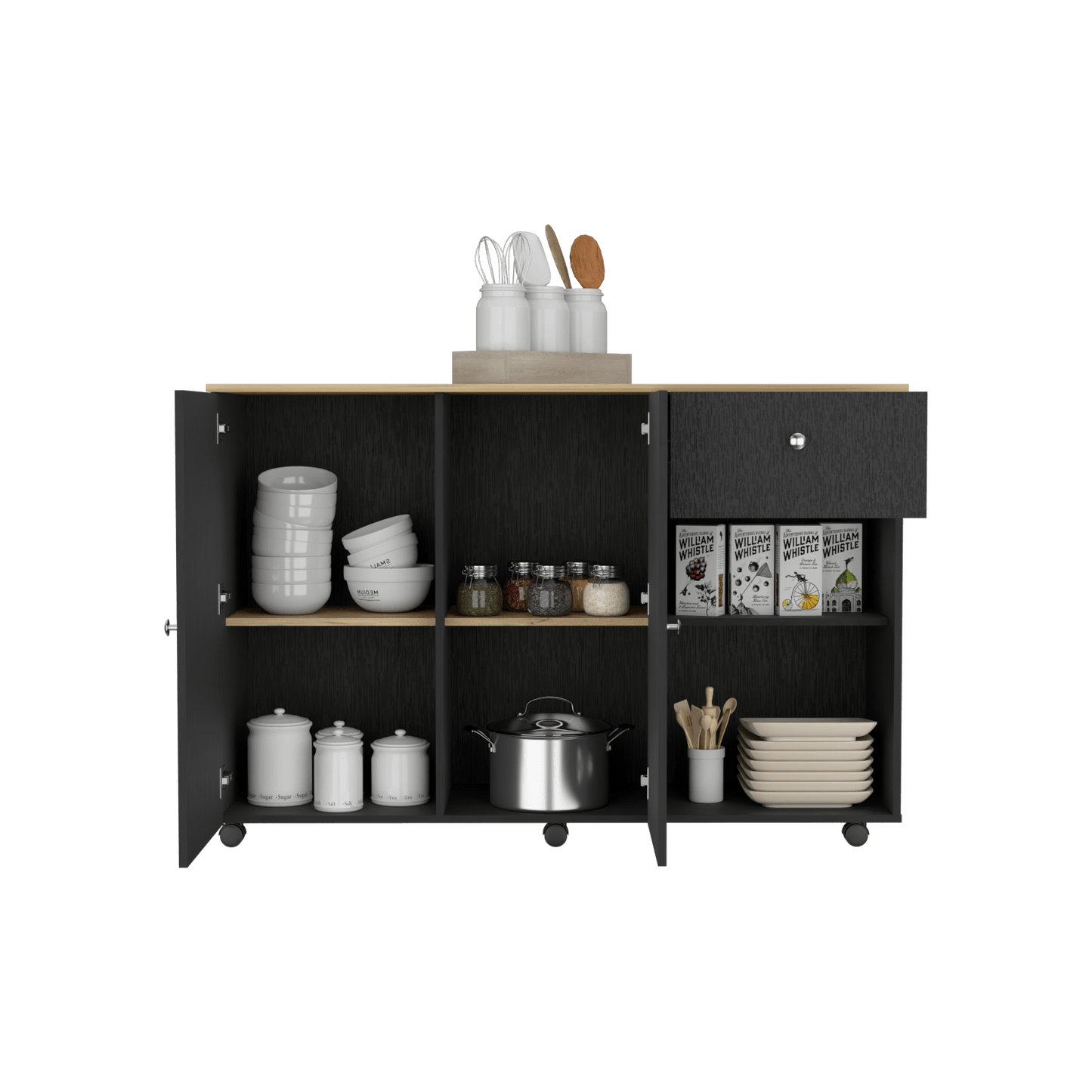 Isla De Cocina Movil 92 X 126 Rta Wengue Macadamia