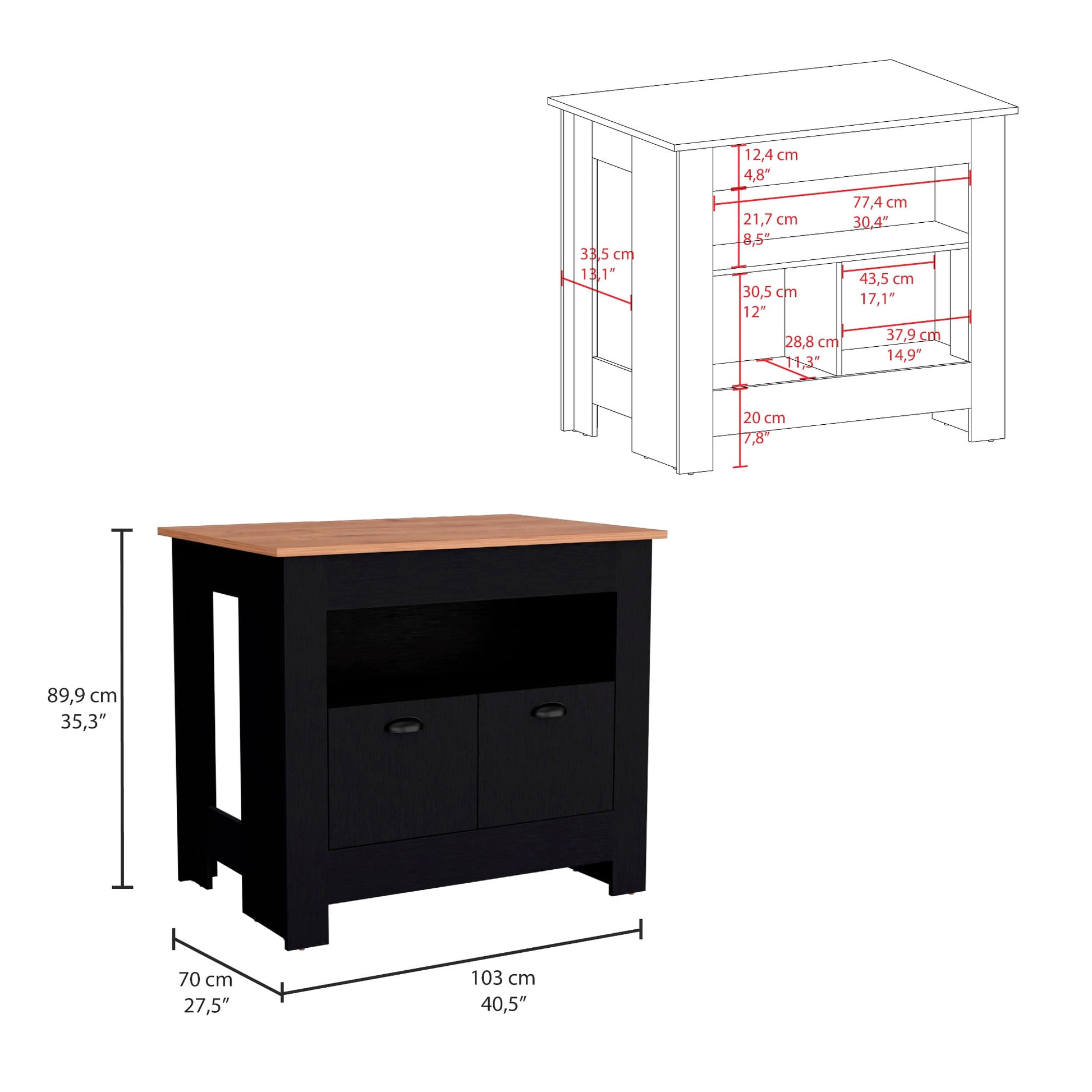 Isla De Cocina Arlet 89X103 Rta Wengue Macadamia