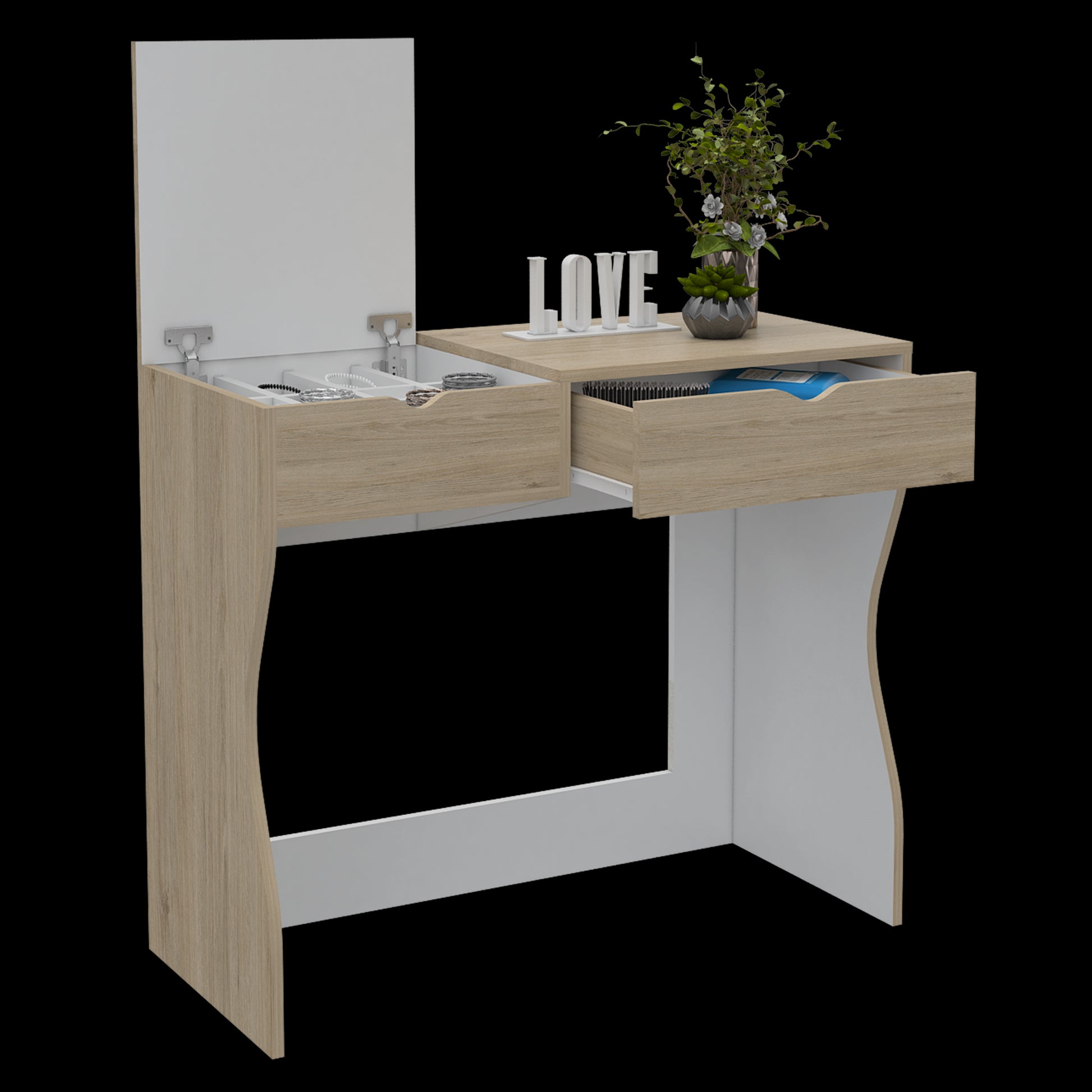 Mueble De Tocador Perla 90 Rta Rovere + Blanco