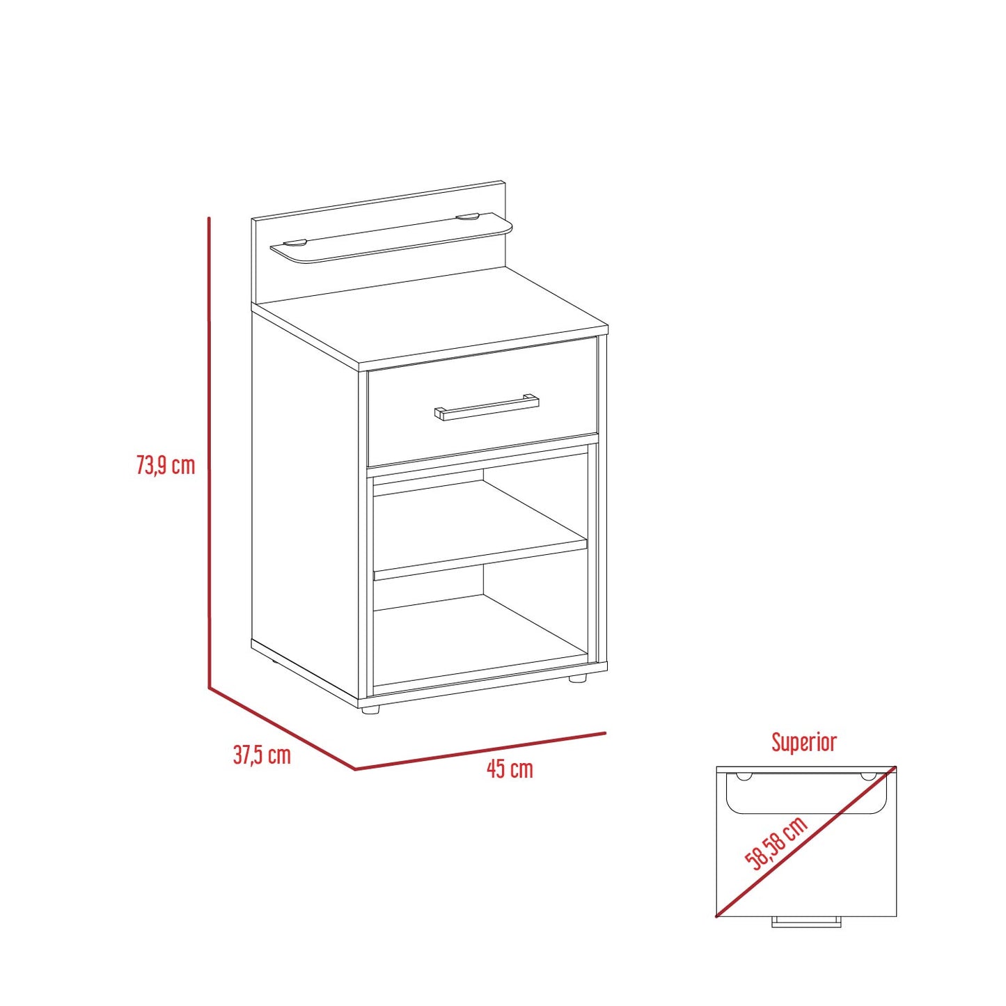 Mesa De Noche Saint Denis Rta Duna + Plomo