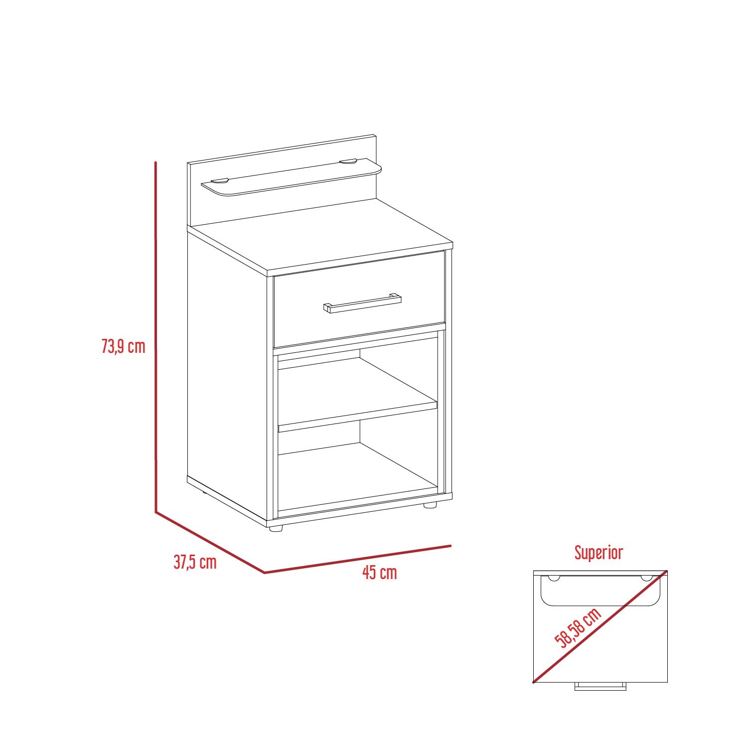 Mesa De Noche Saint Denis Rta Duna + Plomo