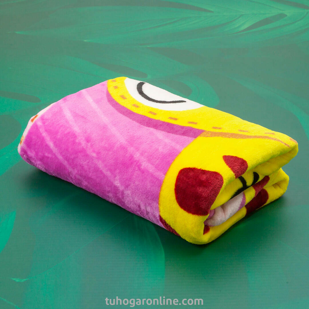 Cobija Línea Zoo Piel De Durazno Estampada Jirafa Fondo Rosado Estampados Animados