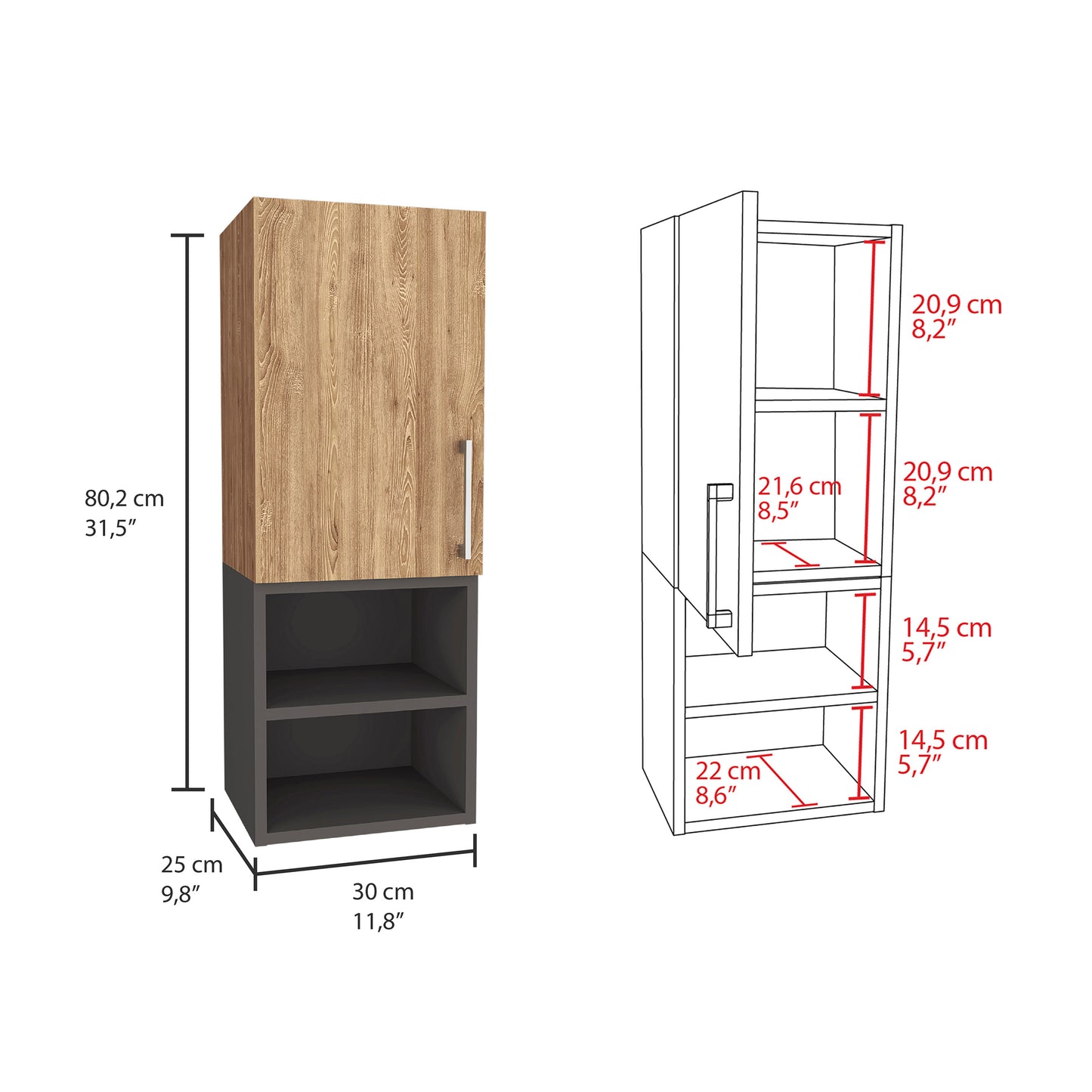 Mueble Auxiliar De Baño Madrid Rta Miel + Plomo