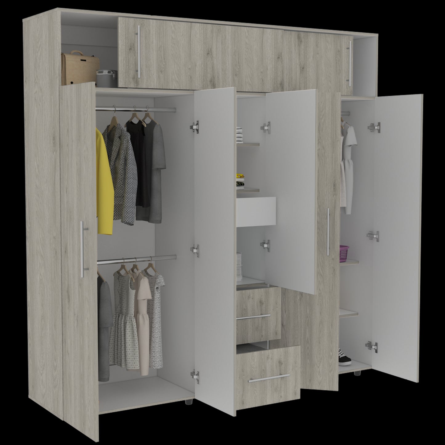 Closet Bigaf 204 X 200 X 50 Rta Bardolino + Blanco