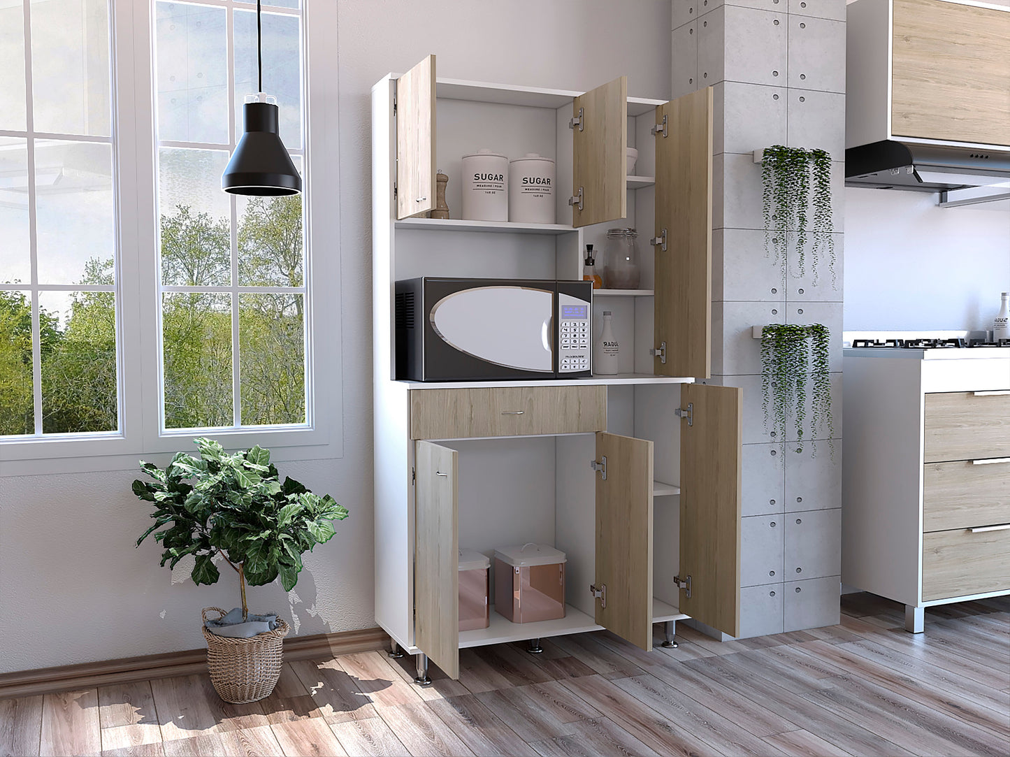 Alacena Della 90 Rta Blanco + Rovere