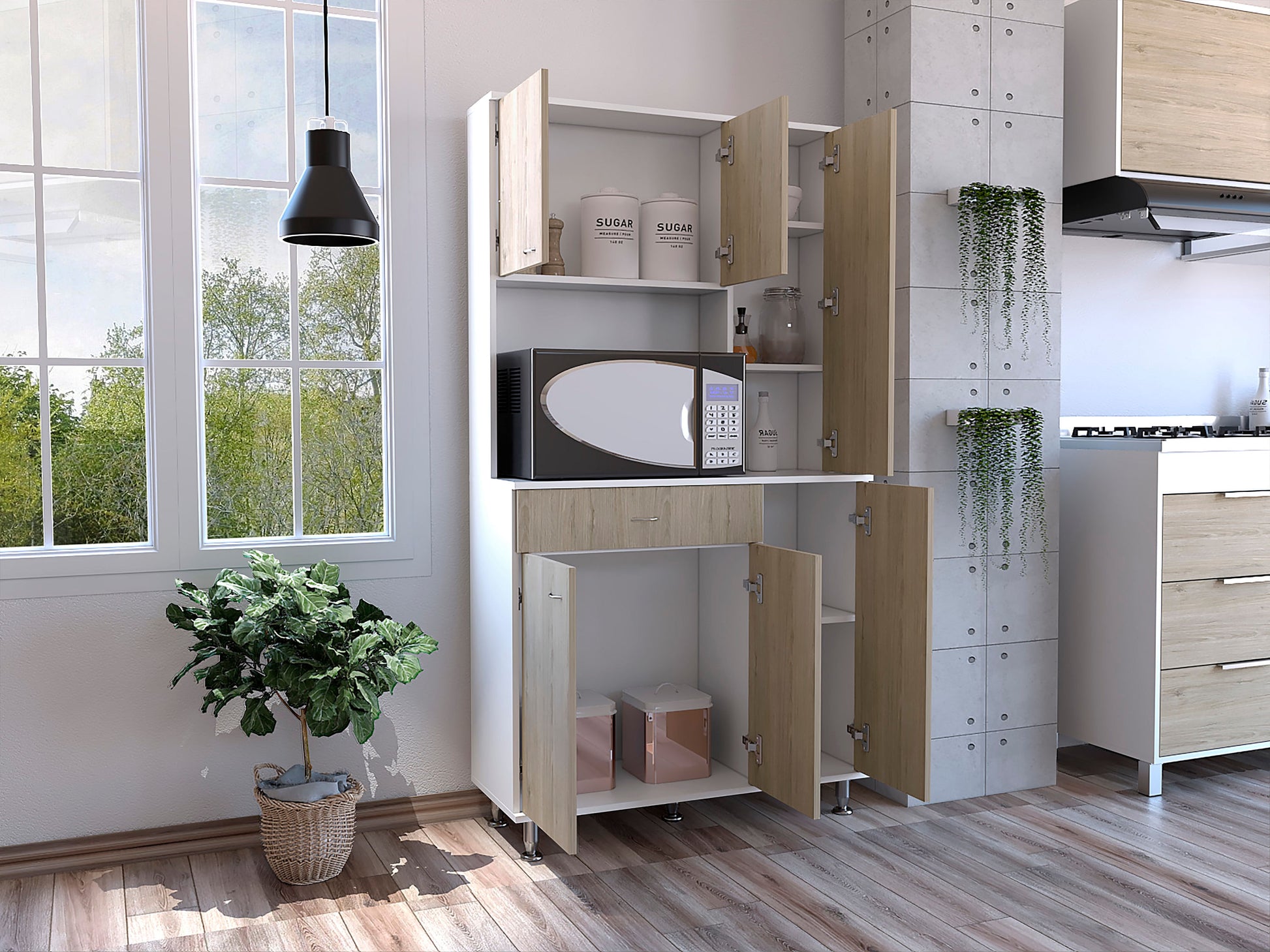 Alacena Della 90 Rta Blanco + Rovere