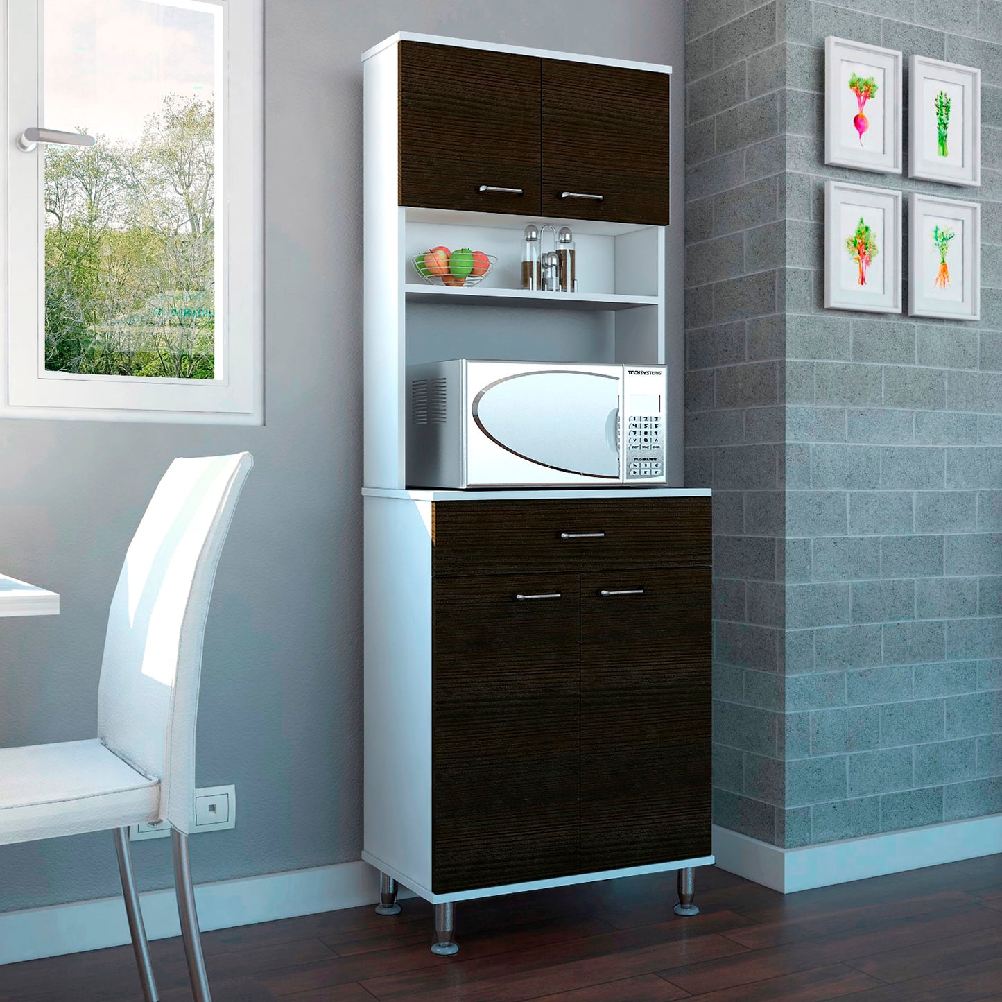 Mueble Cocina Kitchen 60 Rta Blanco + Wengue