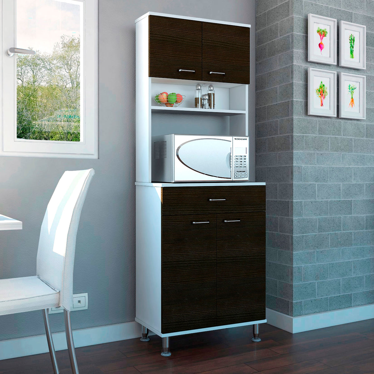 Mueble Cocina Kitchen 60 Rta Blanco + Wengue N/A