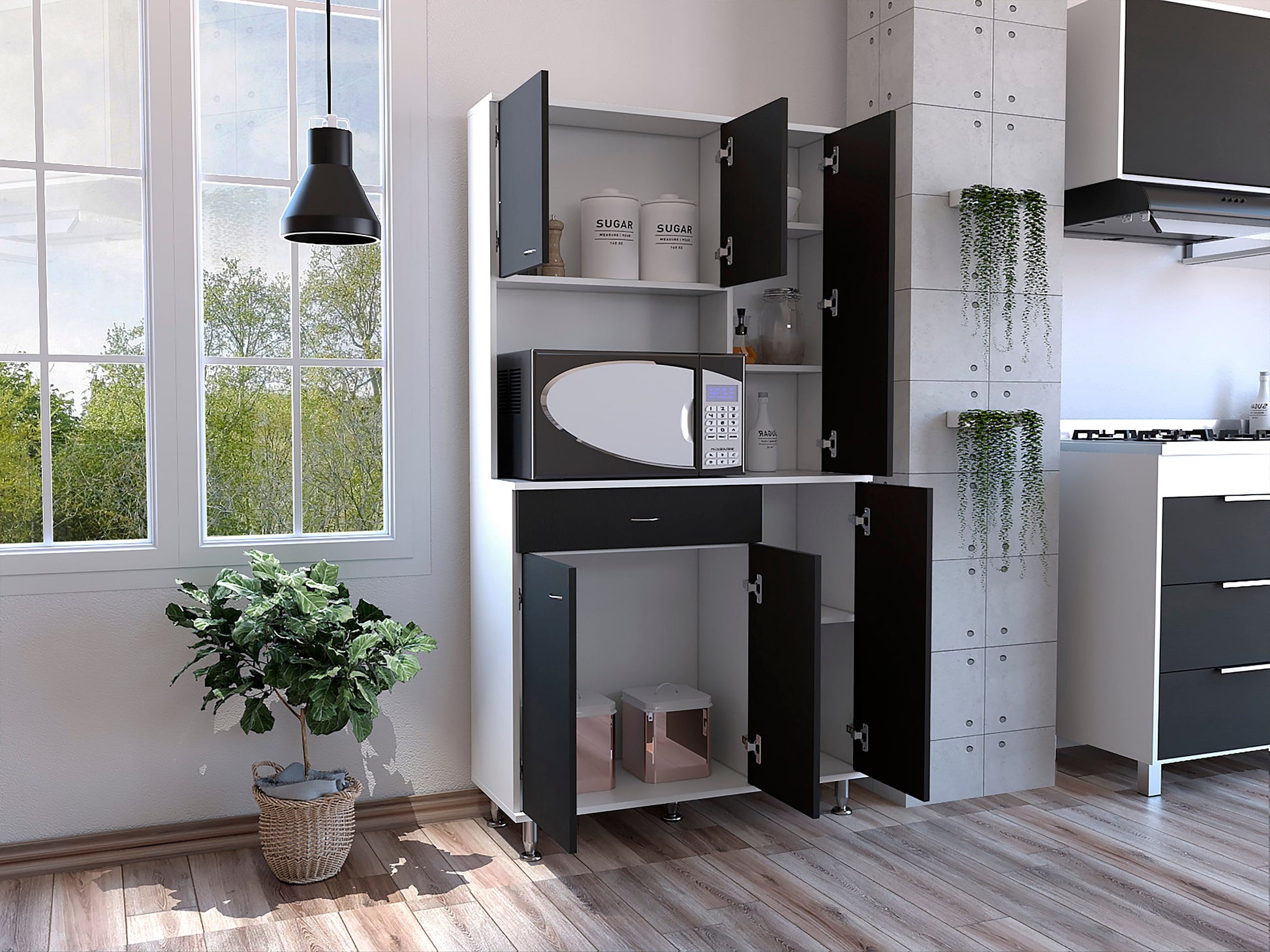 Mueble Alacena Della 90 Rta Blanco + Wengue