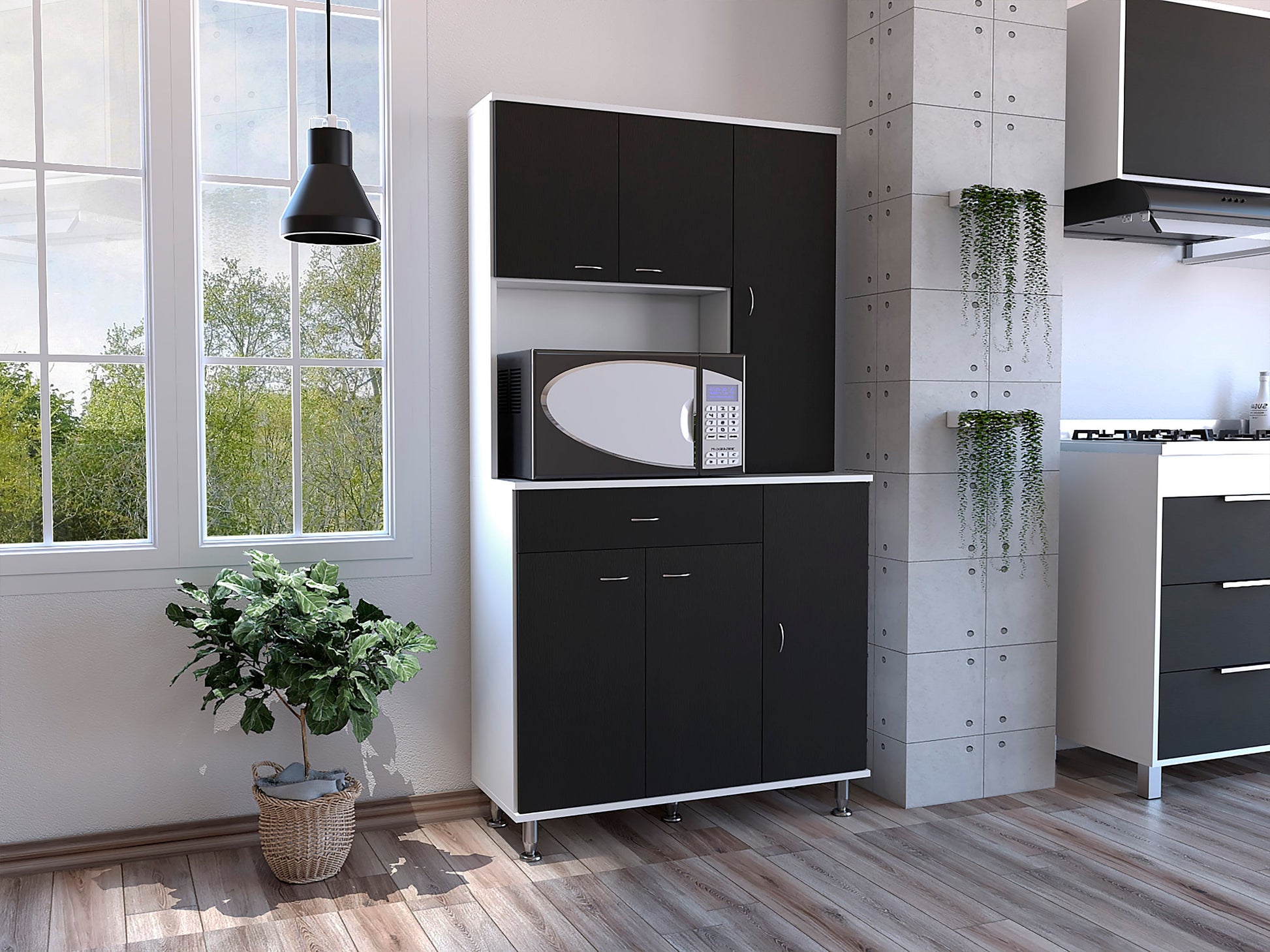 Mueble Alacena Della 90 Rta Blanco + Wengue