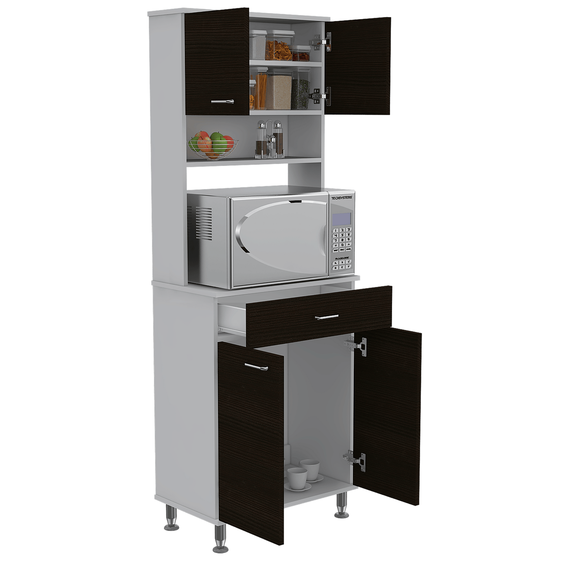 Mueble Cocina Kitchen 60 Rta Blanco + Wengue
