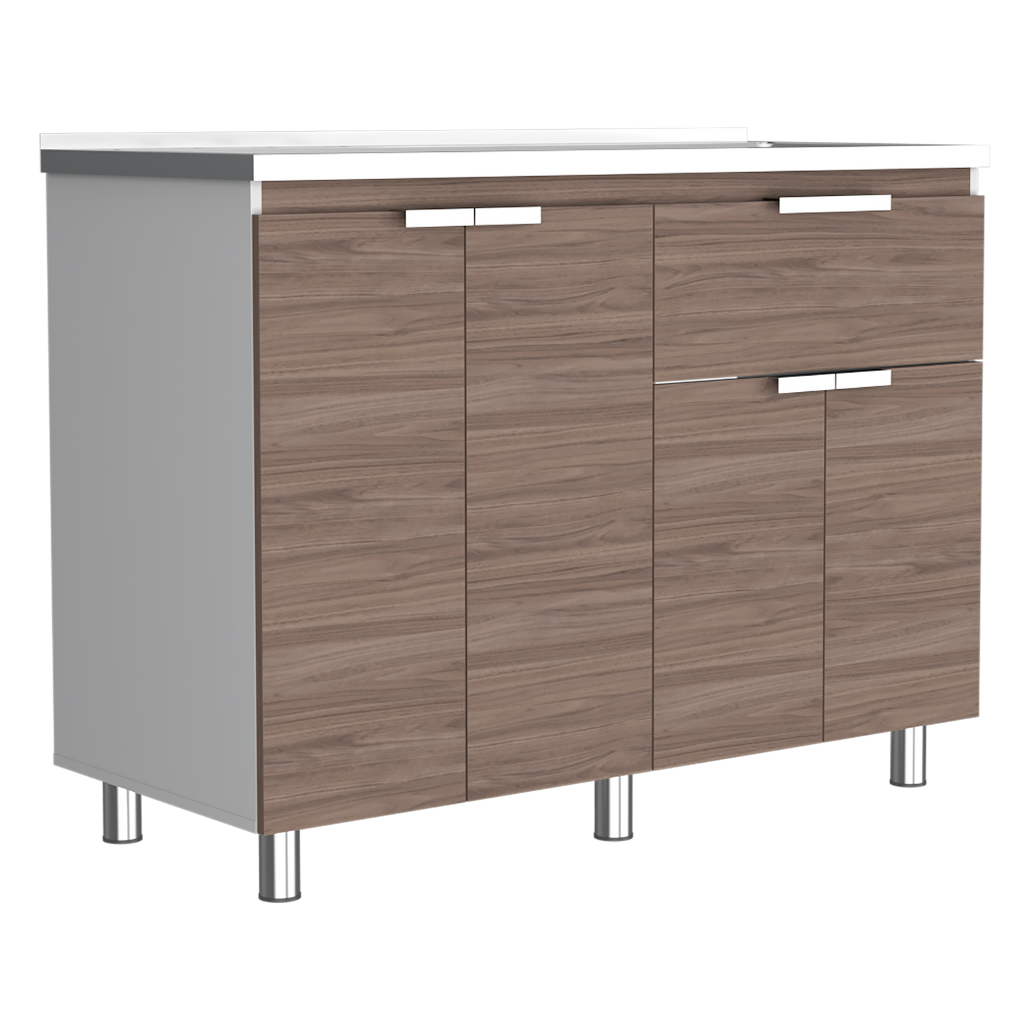Mueble Inferior Fendi Rta Blanco + Castaño