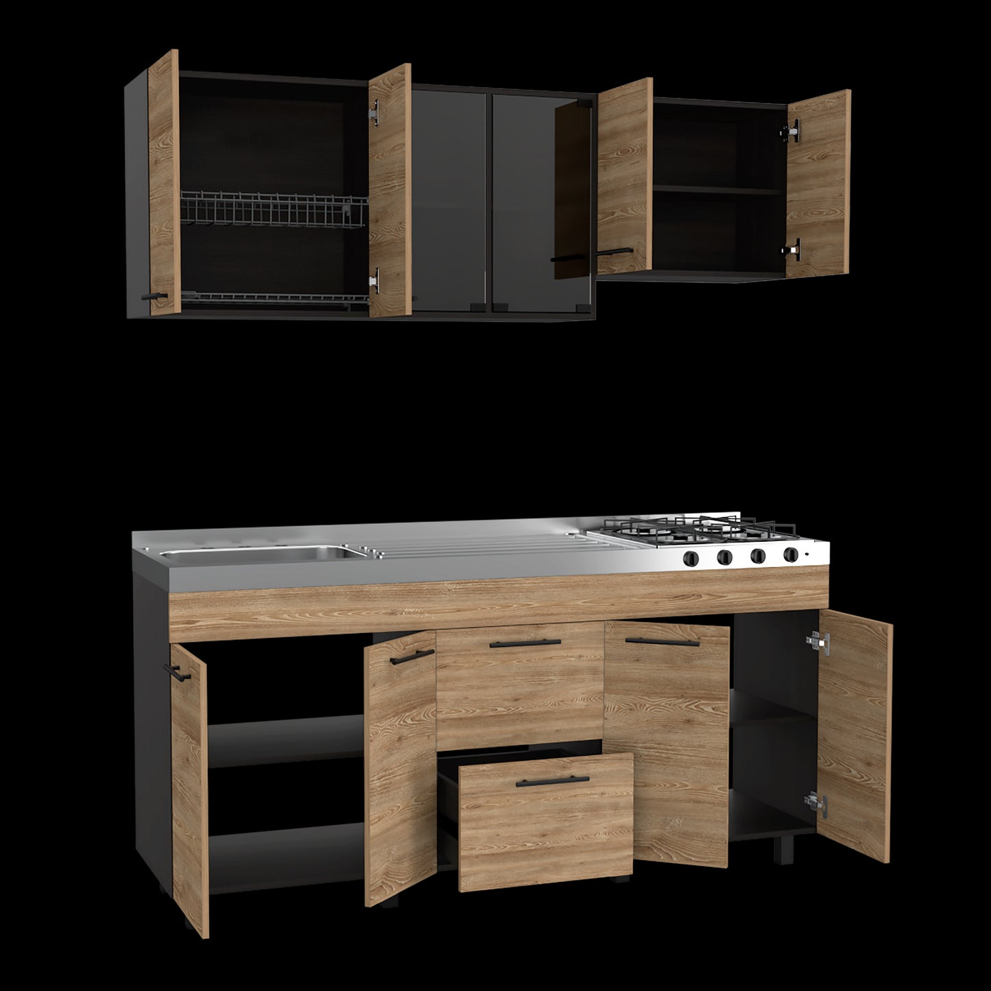 Cocina De 180 Luna Rta Wengue + Miel