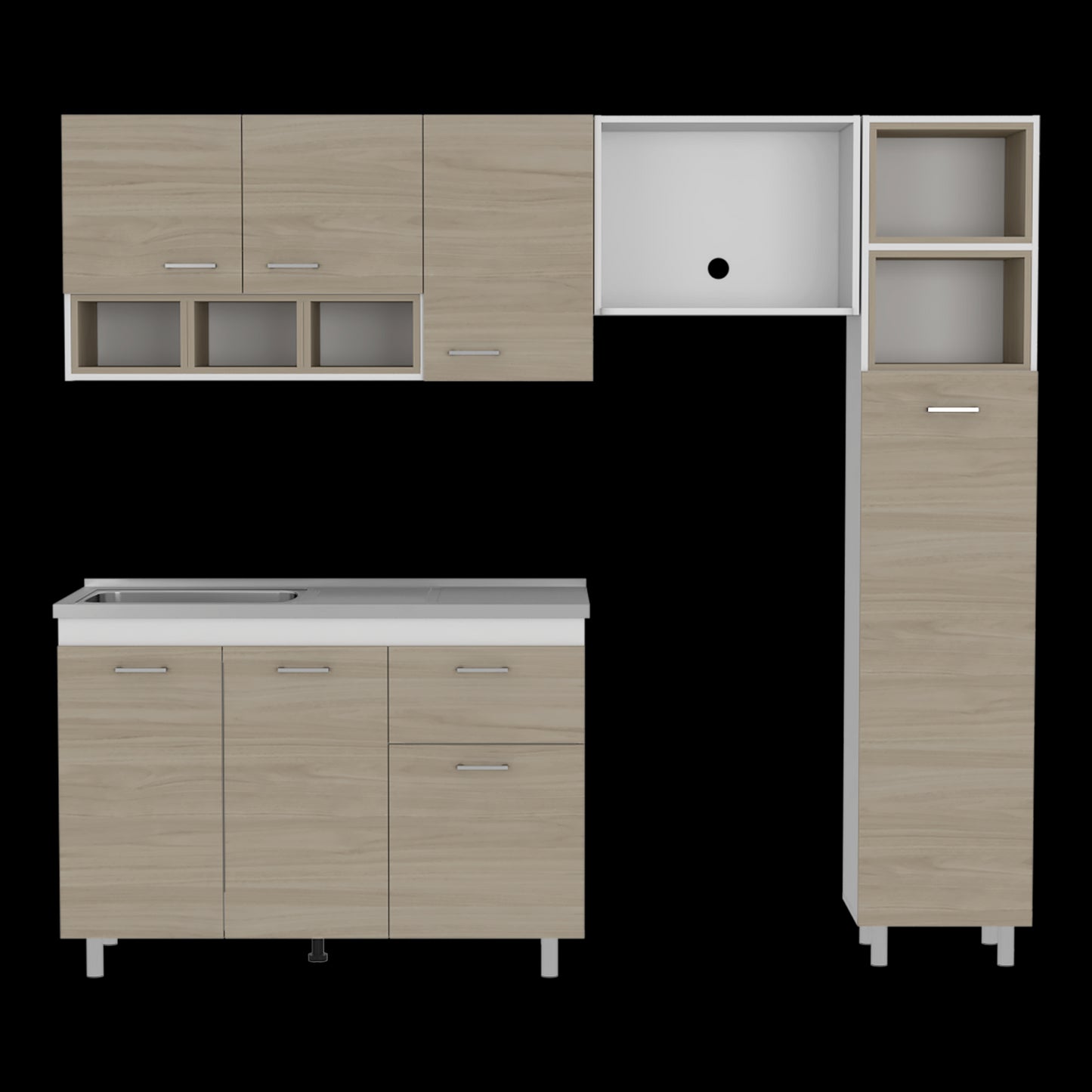 Cocina Completa 220 Lisz Rta Nacar + Blanco