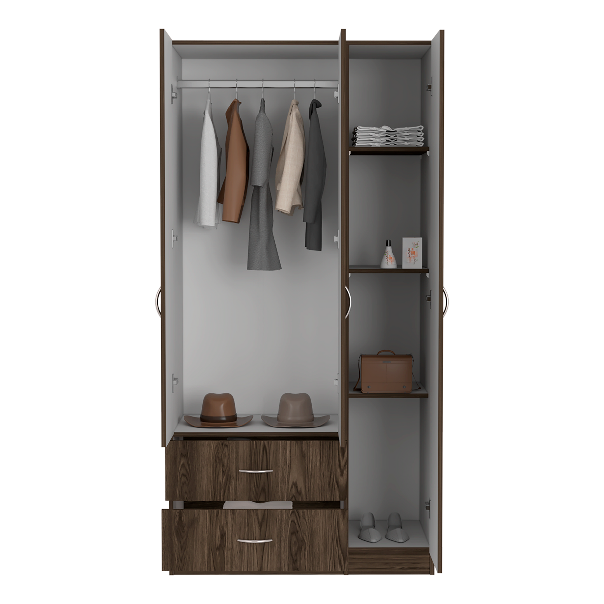 Closet Austral 3P 180 X 90 X 47 Rta Milan + Blanco