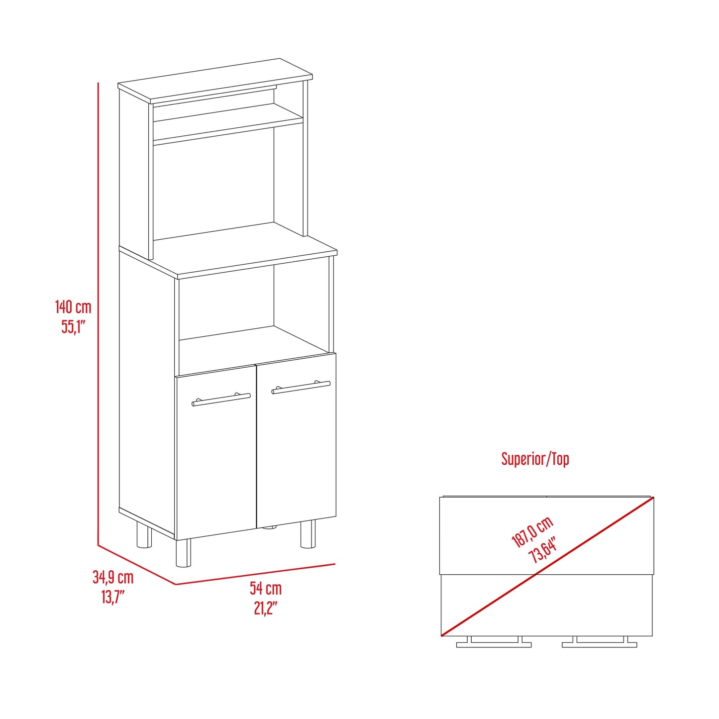 Mueble Microodas 140X54X34 Brisa Rta Blanco Bardolino