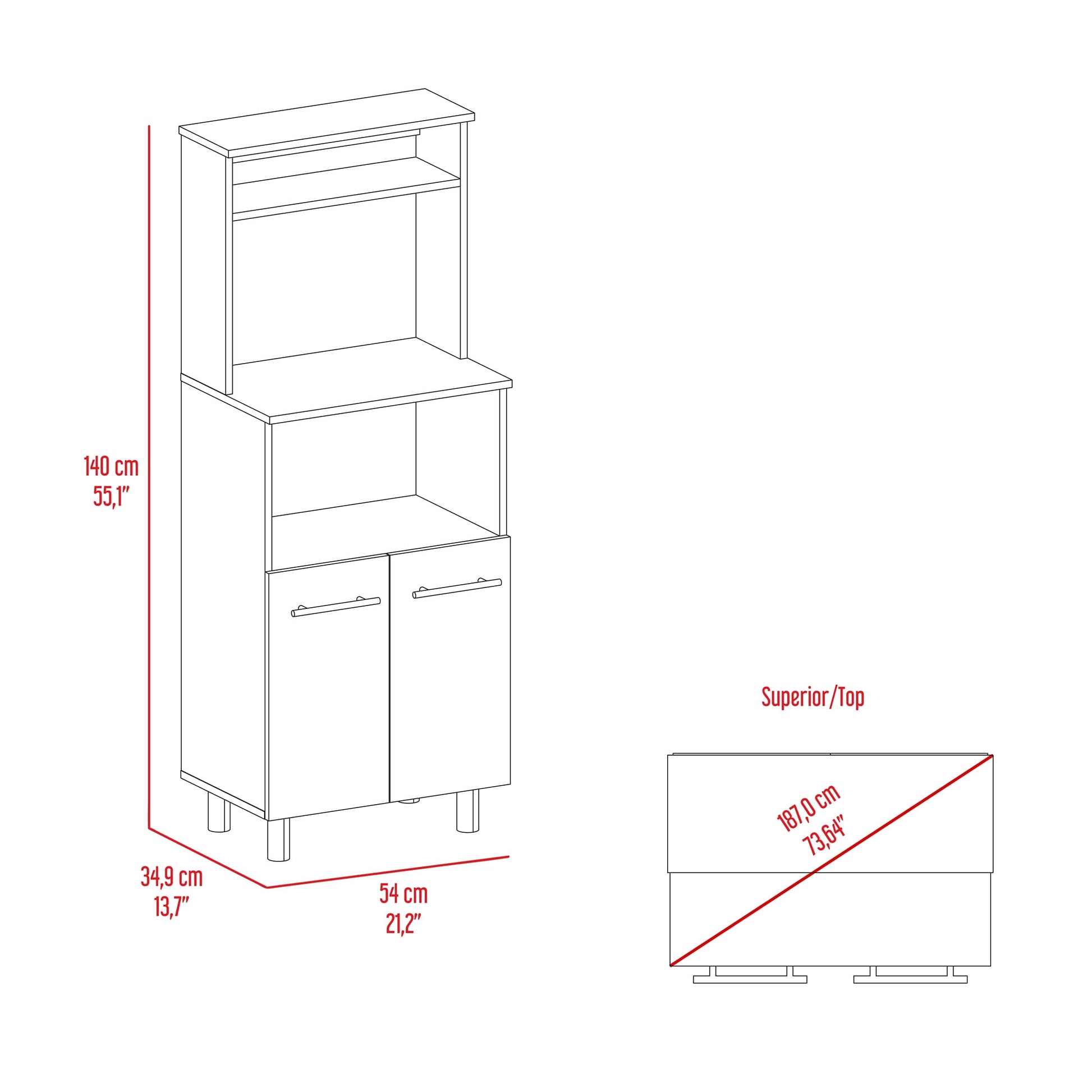 Mueble Microodas 140X54X34 Brisa Rta Blanco Bardolino