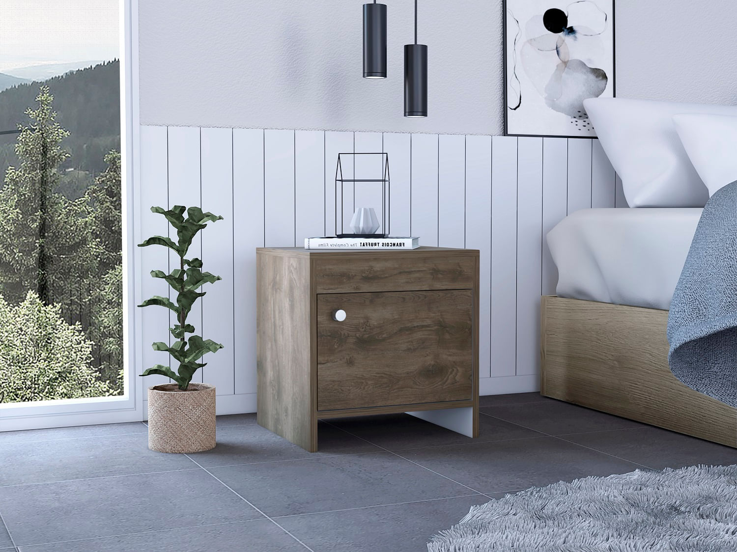 Mesa De Noche Colore Rta Bellota + Blanco