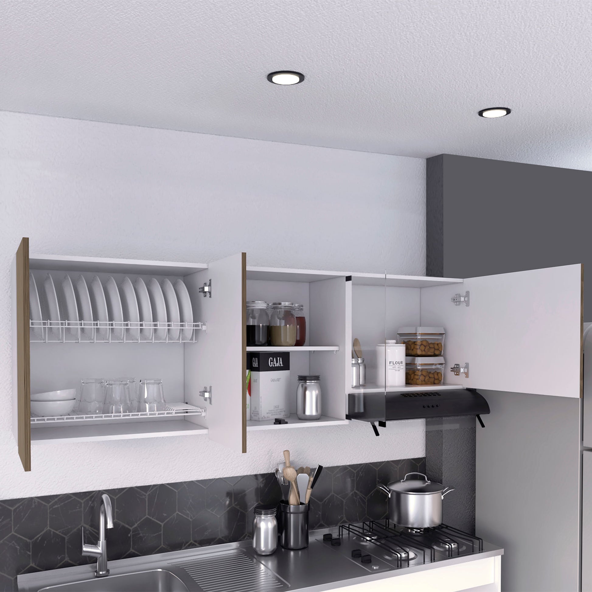 Mueble Superior Cocina 180 Vimo Rta Blanco + Bellota