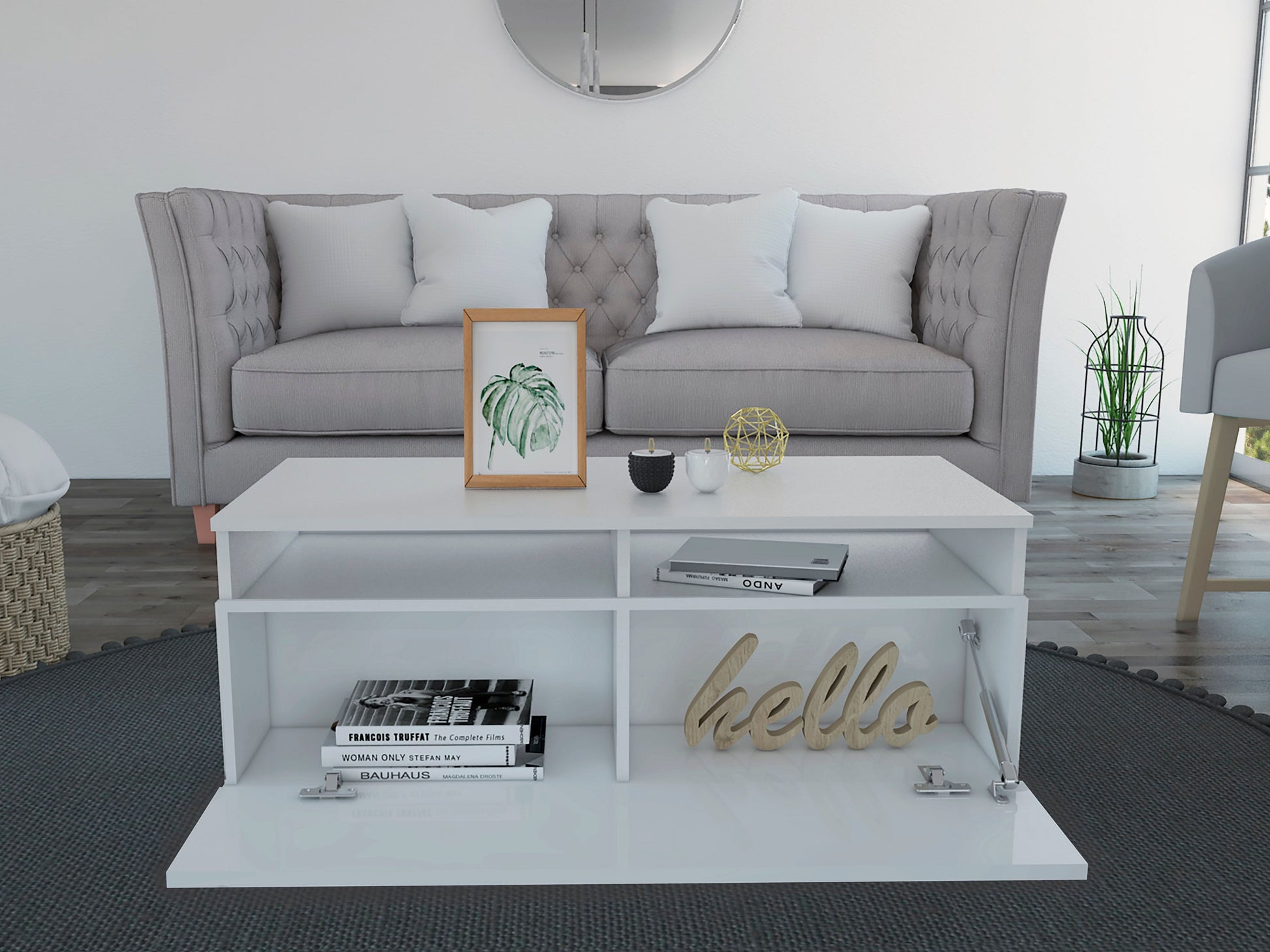 Mesa De Centro Aurora Rta Blanco + Blanco High Gloss