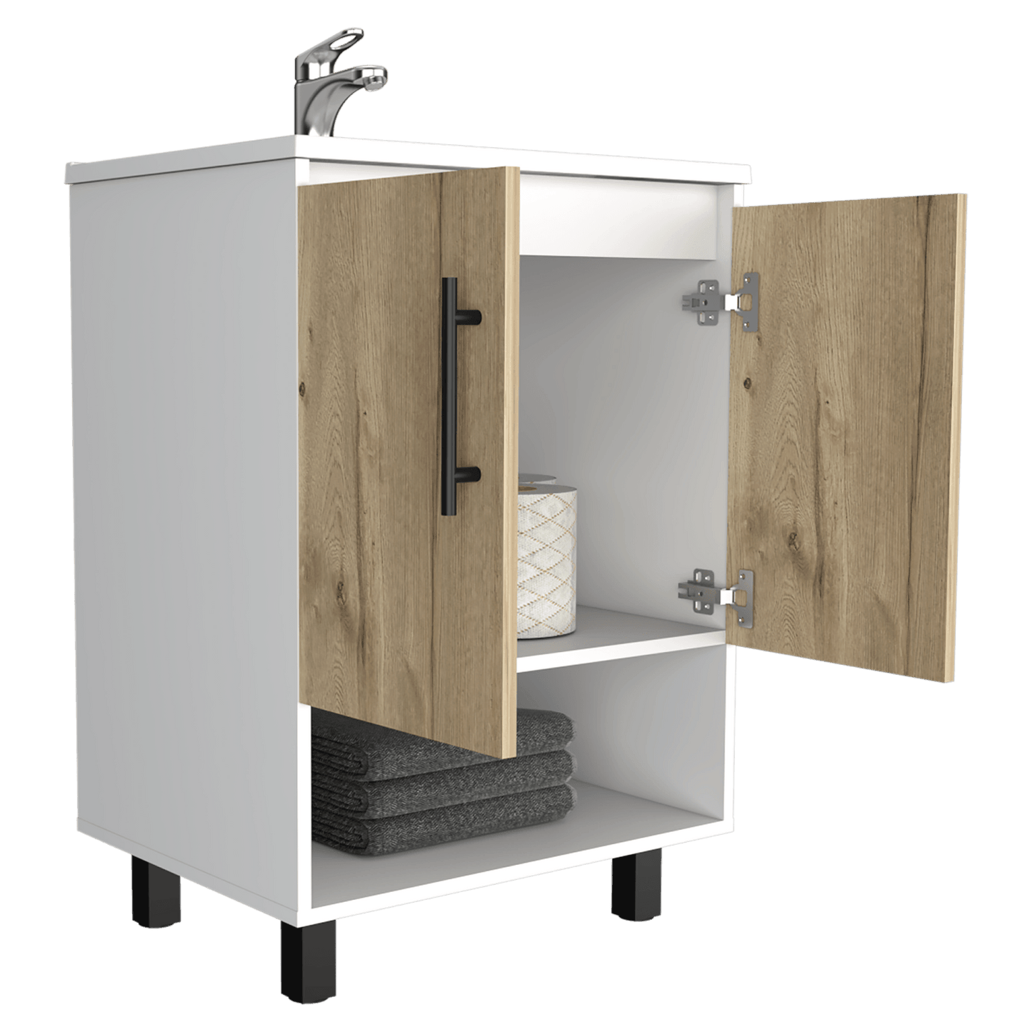 Mueble Optimizador Lavamanos Bath Bi Color A Rta Blanco Duna