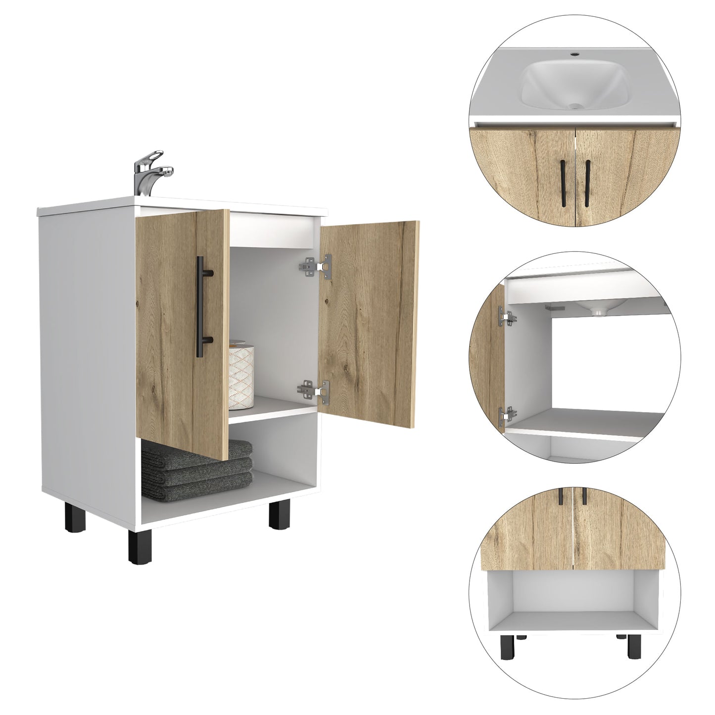Mueble Optimizador Lavamanos Bath Bi Color A Rta Blanco Duna
