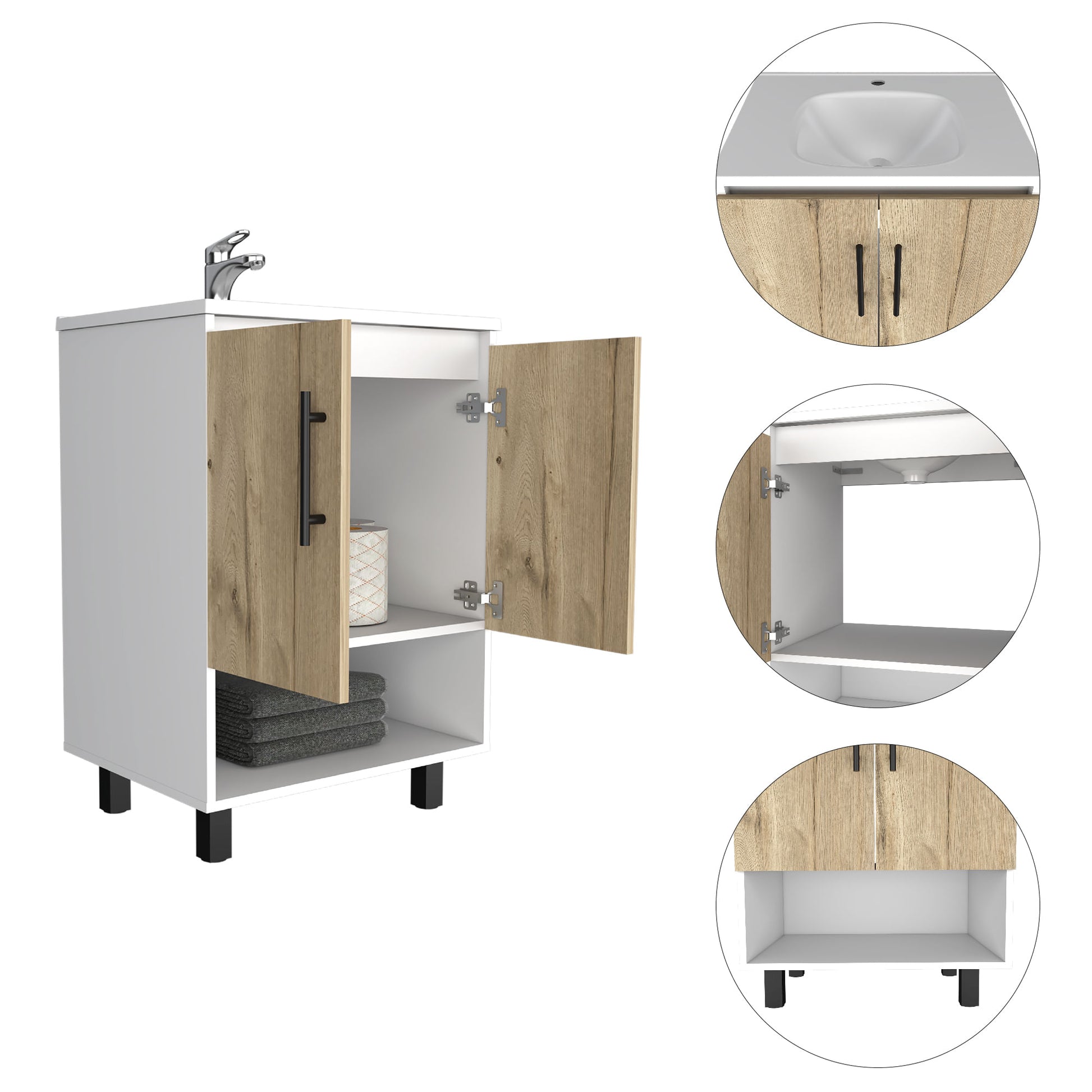 Mueble Optimizador Lavamanos Bath Bi Color A Rta Blanco Duna