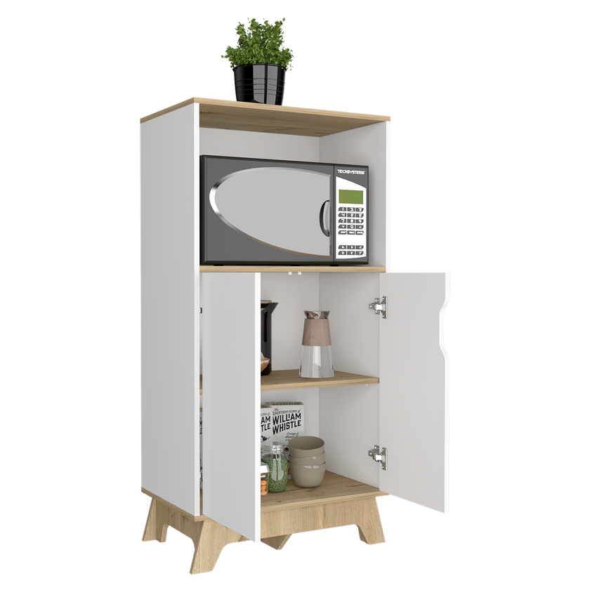 Mueble Microondas Bajo Bicolor 130X65 Rta Blanco Duna