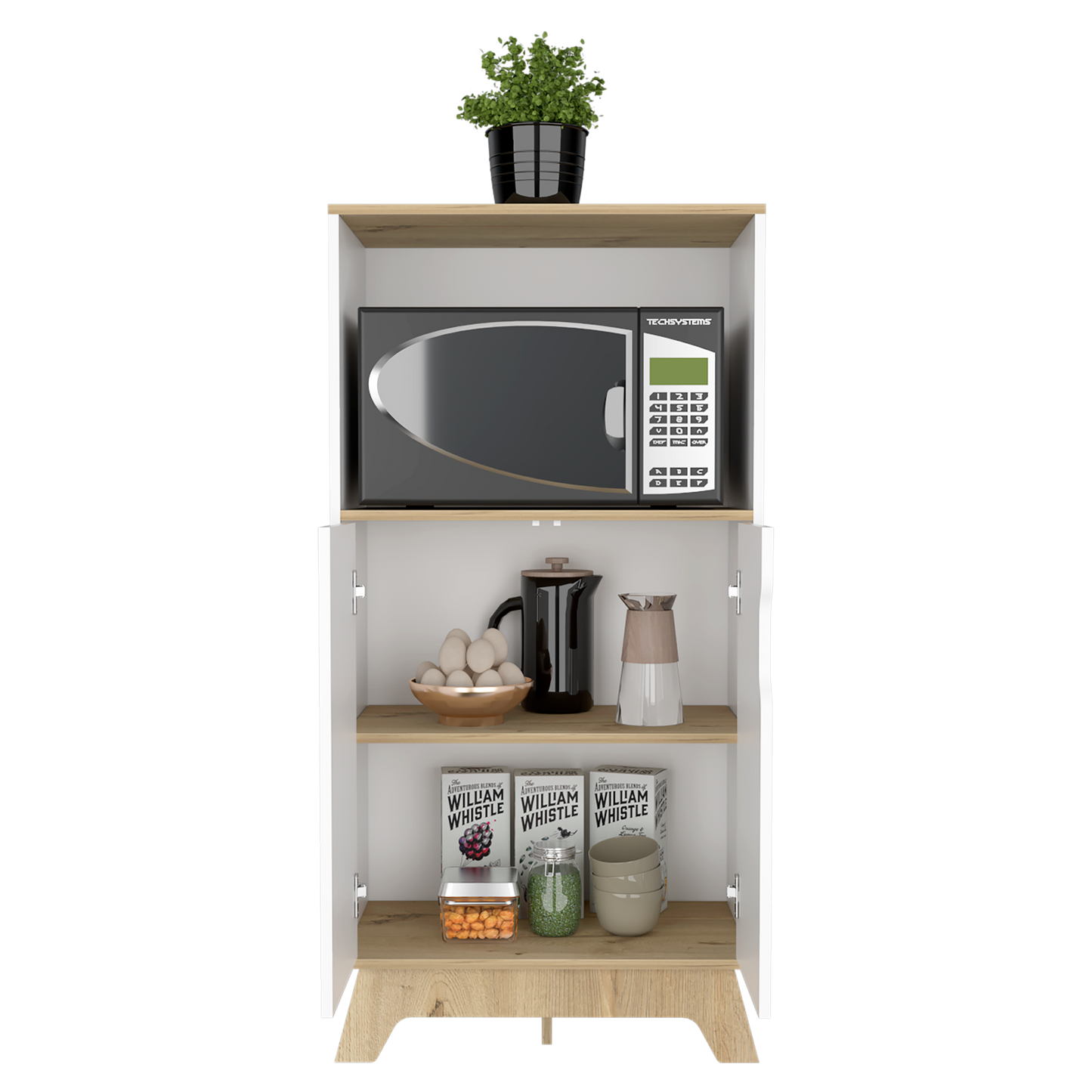 Mueble Microondas Bajo Bicolor 130X65 Rta Blanco Duna