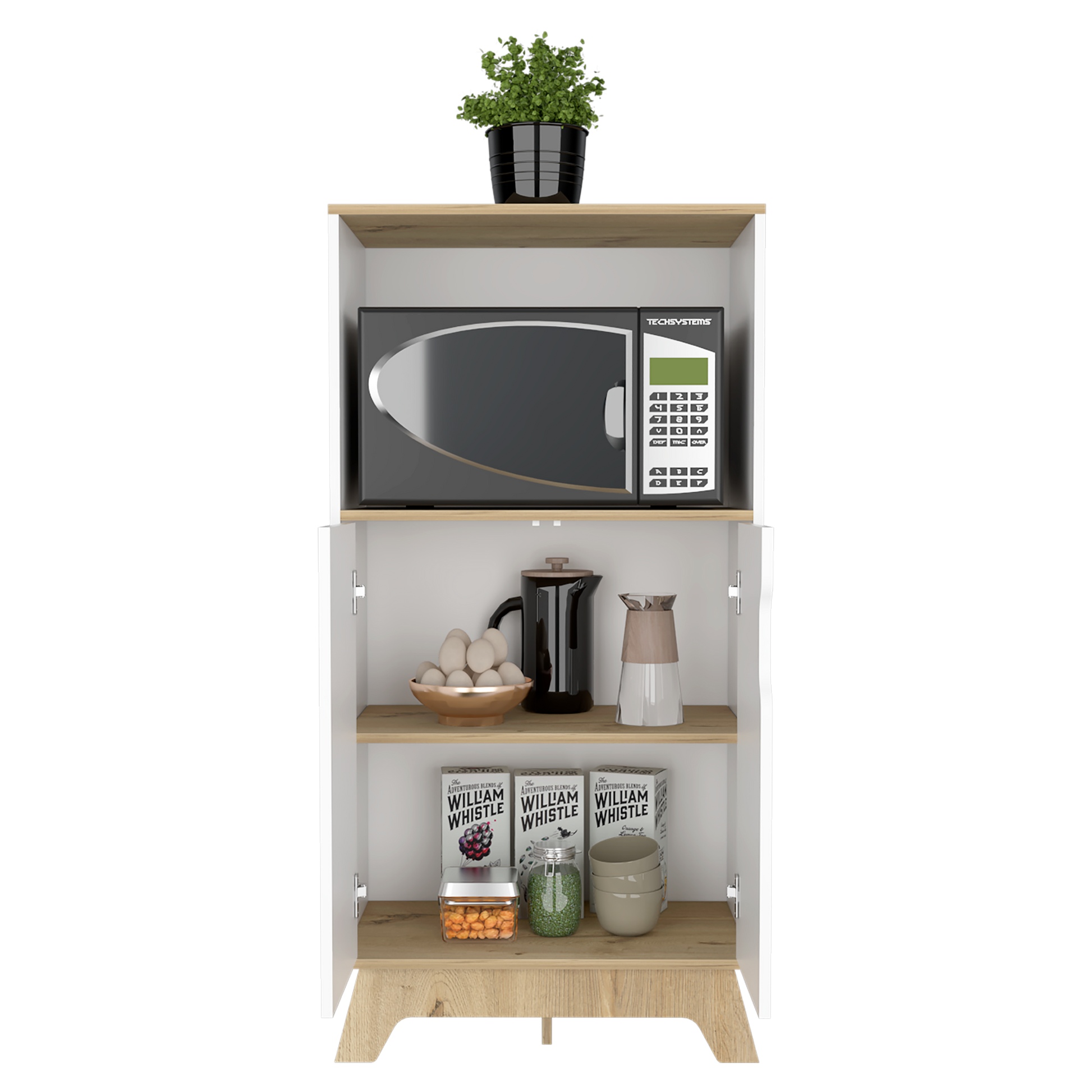 Mueble Microondas Bajo Bicolor 130X65 Rta Blanco Duna