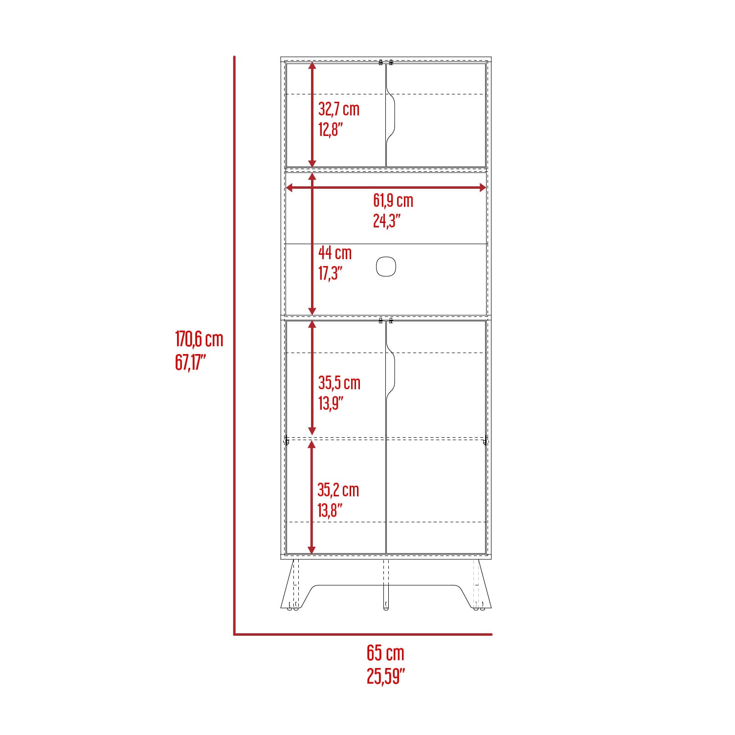 Mueble Microondas Alto Bi-Color 170X65 Rta Duna Blanco