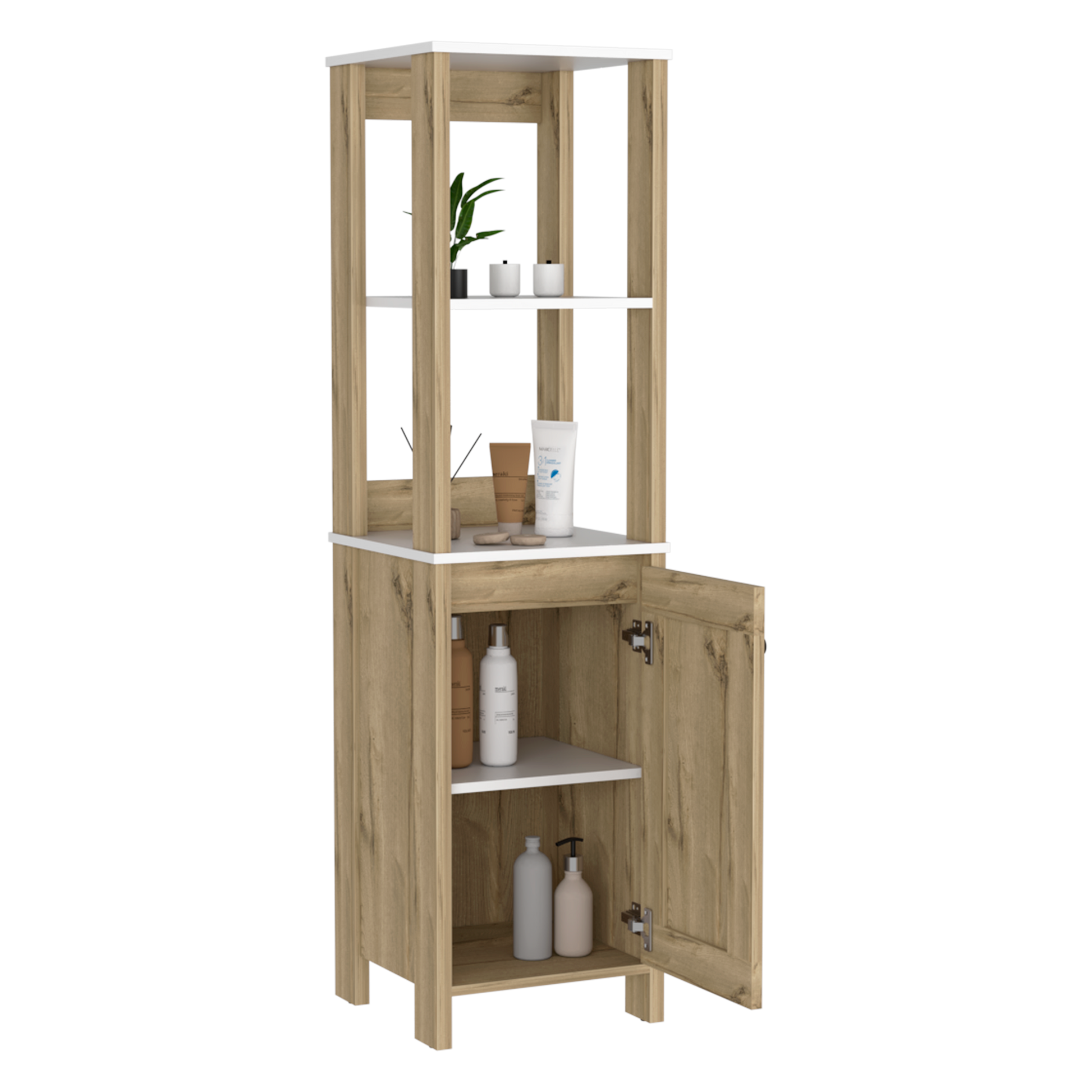 Mueble Optimizador 1 Bath Bi-Color 150X40X40 Rta Blanco/Duna