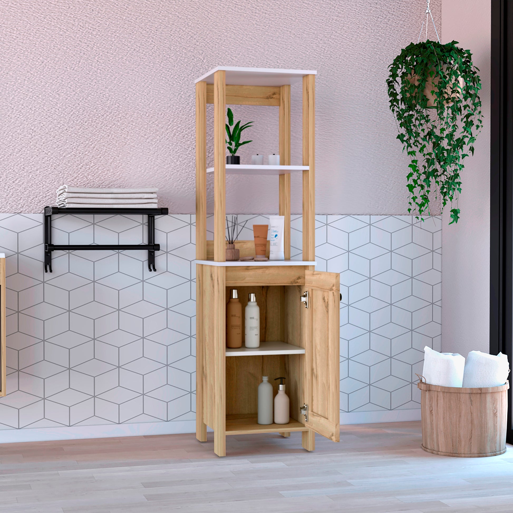 Mueble Optimizador 1 Bath Bi-Color 150X40X40 Rta Blanco/Duna