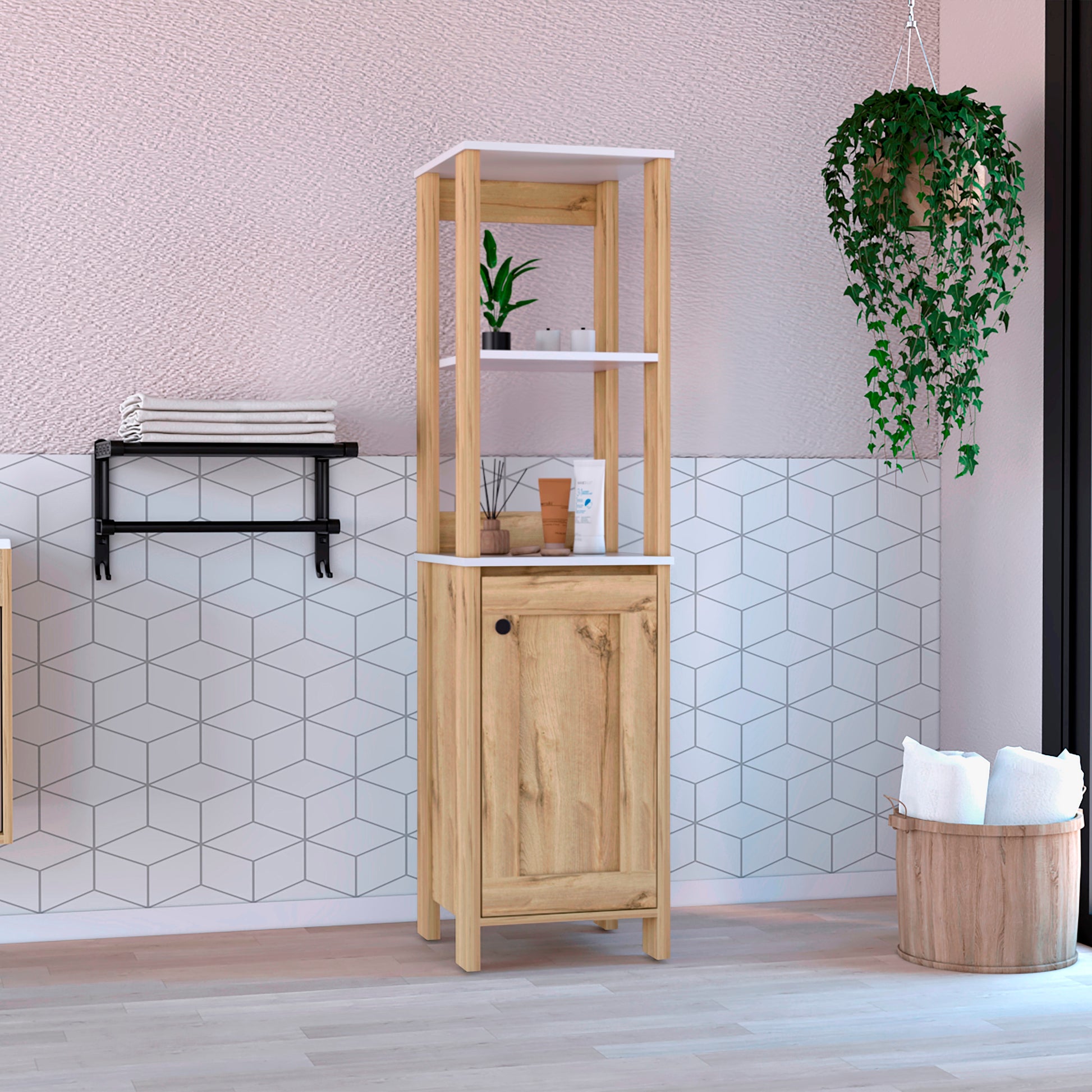 Mueble Optimizador 1 Bath Bi-Color 150X40X40 Rta Blanco/Duna