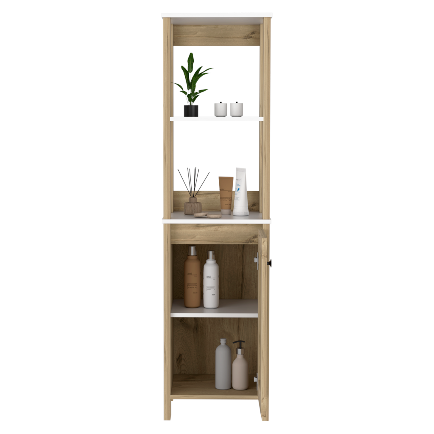 Mueble Optimizador 1 Bath Bi-Color 150X40X40 Rta Blanco/Duna