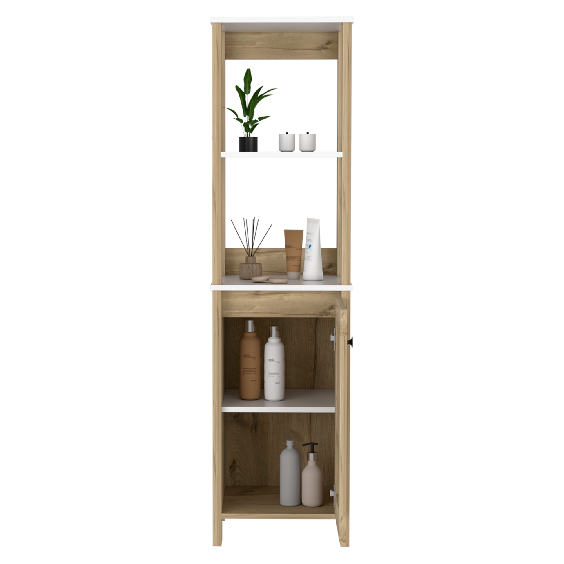 Mueble Optimizador 1 Bath Bi-Color 150X40X40 Rta Blanco/Duna