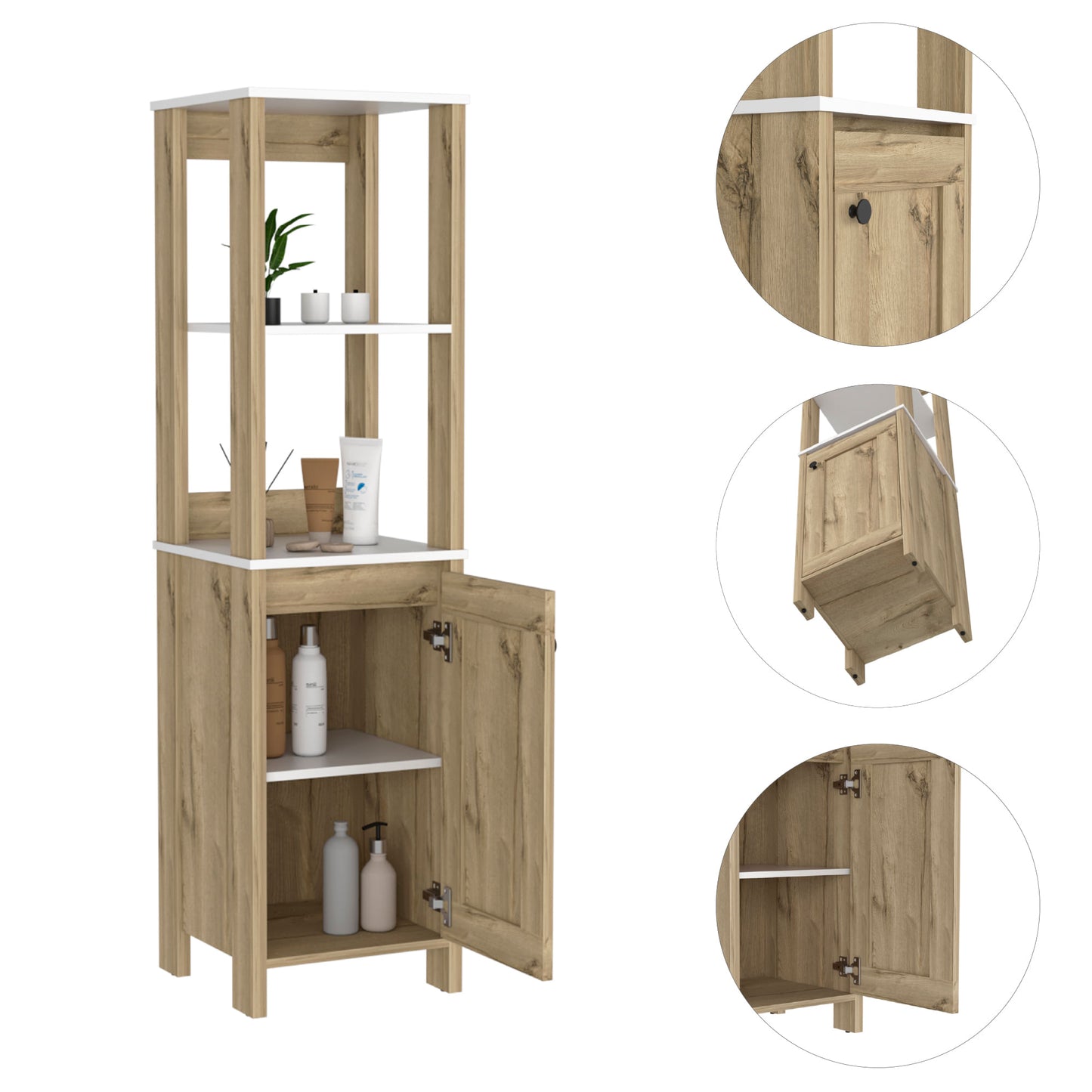 Mueble Optimizador 1 Bath Bi-Color 150X40X40 Rta Blanco/Duna