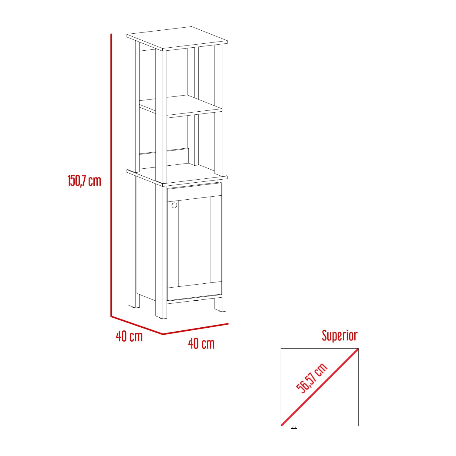 Mueble Optimizador 1 Bath Bi-Color 150X40X40 Rta Blanco/Duna