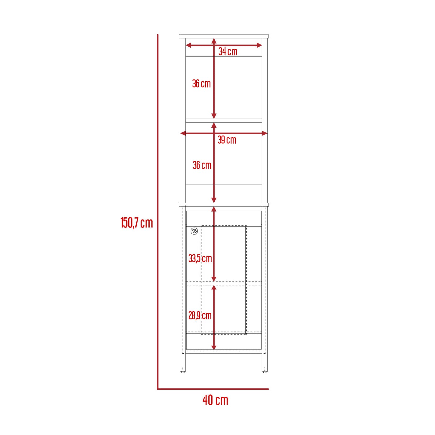Mueble Optimizador 1 Bath Bi-Color 150X40X40 Rta Blanco/Duna