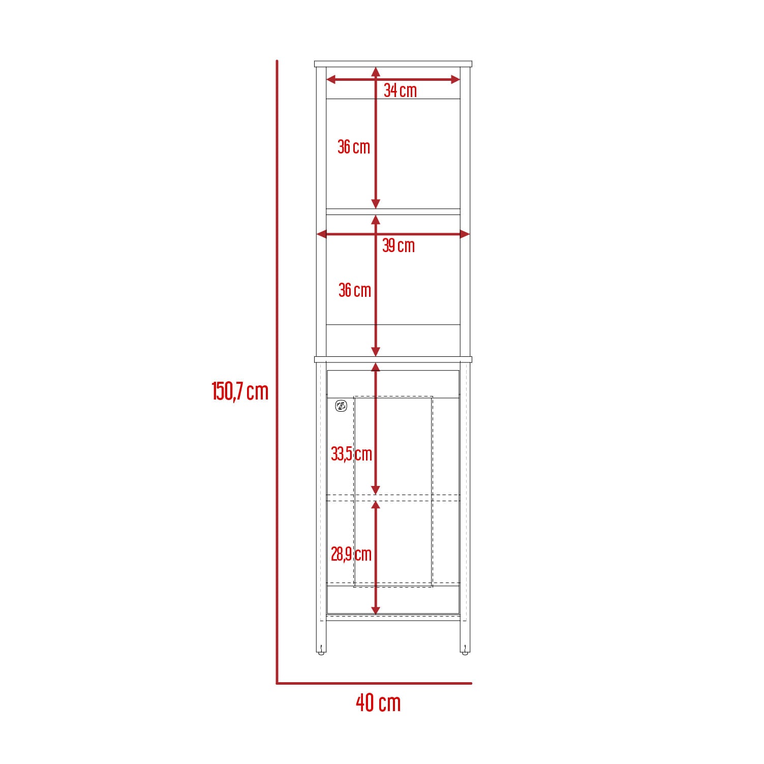 Mueble Optimizador 1 Bath Bi-Color 150X40X40 Rta Blanco/Duna